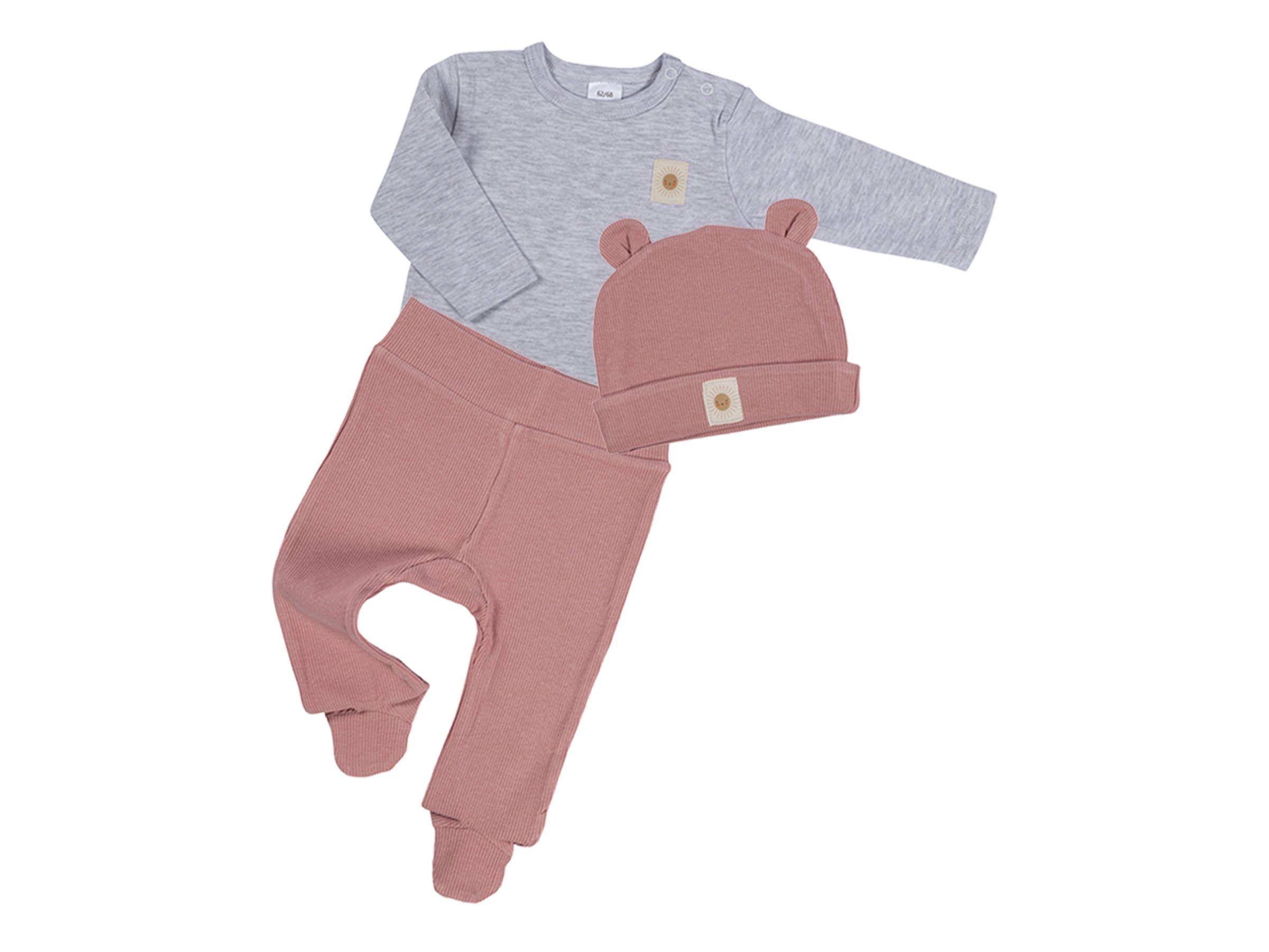 Clinotest Erstausstattungspaket 3tlg Set Baby - Bärchen-Mütze, Langarm-Shirt und Hose (Babybekleidung)