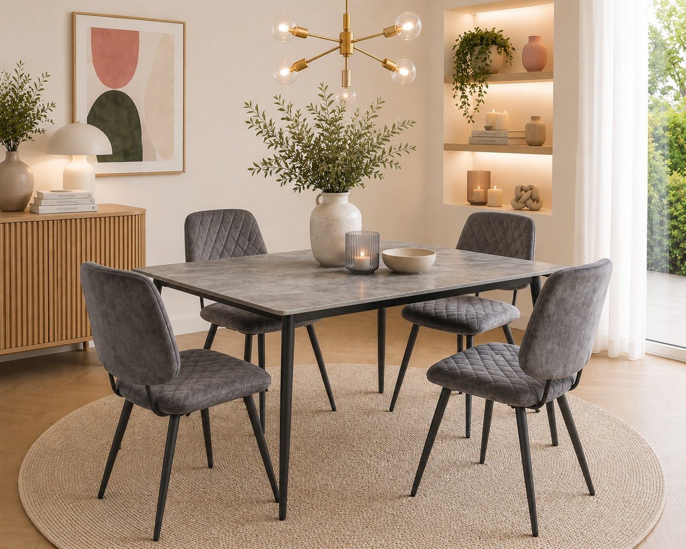 moebel-direkt-online Sitzgruppe Tischgruppe 5tlg. (Esstisch und vier Stühle), (Spar-Set, 5tlg. Set)