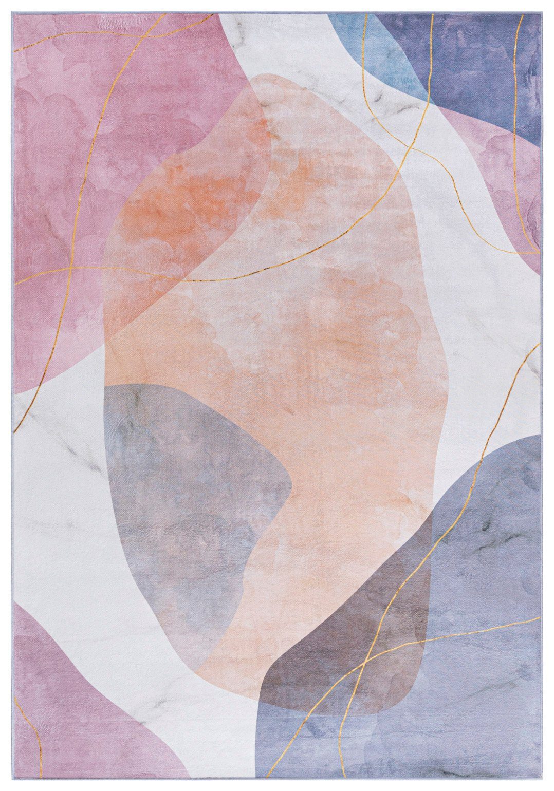 Mazovia Designteppich Modern Teppich Wohnzimmerteppich Abstrakt Vintage Rosa Violett, 80 x 150 cm, Fußbodenheizung, Allergiker geeignet, Rutschfest