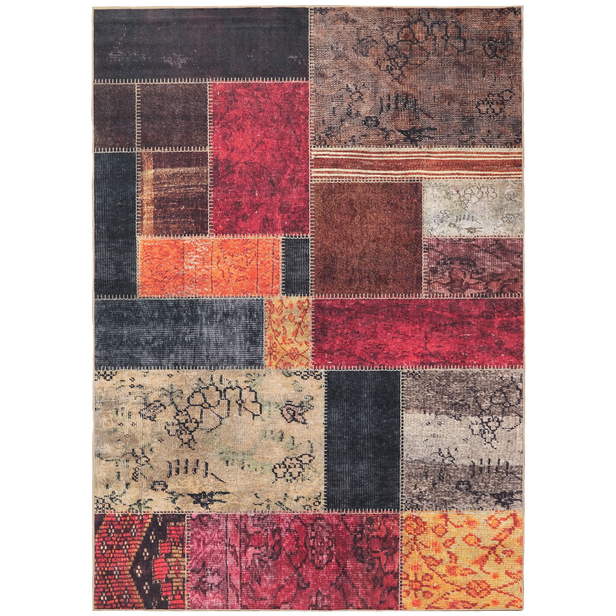 SIMPEX24 Designteppich Patchwork Design, Läufer, Höhe: 7 mm, Waschbarer Tep günstig online kaufen