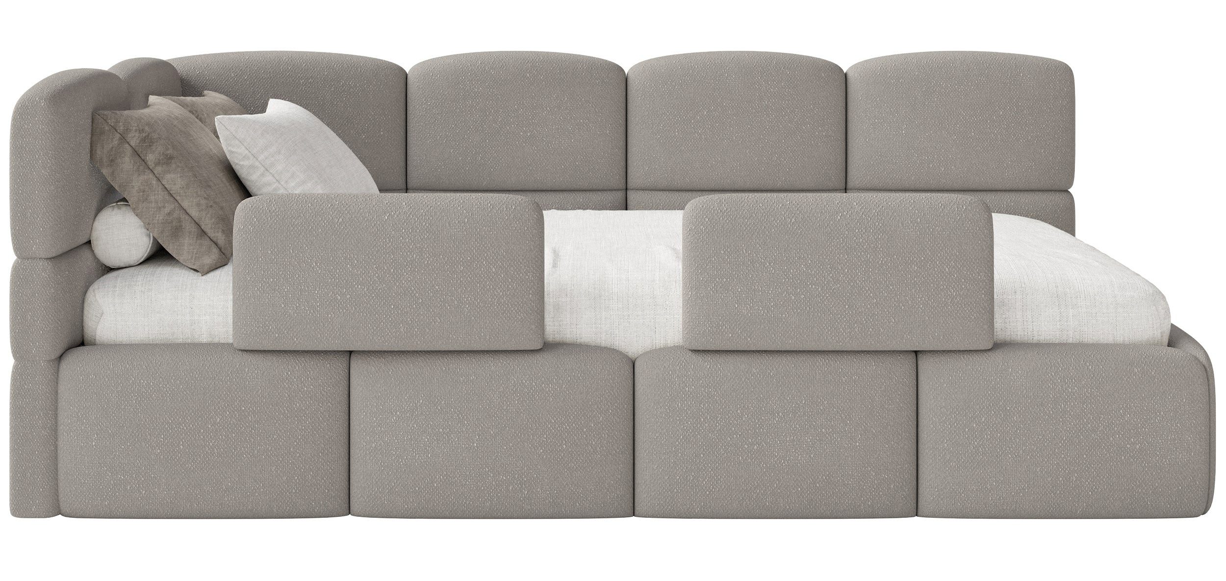 Selsey Kinderbett CLOUDY, Matratze, Lattenrost und Stauraum, Chenille hydrophob, 120x200 cm