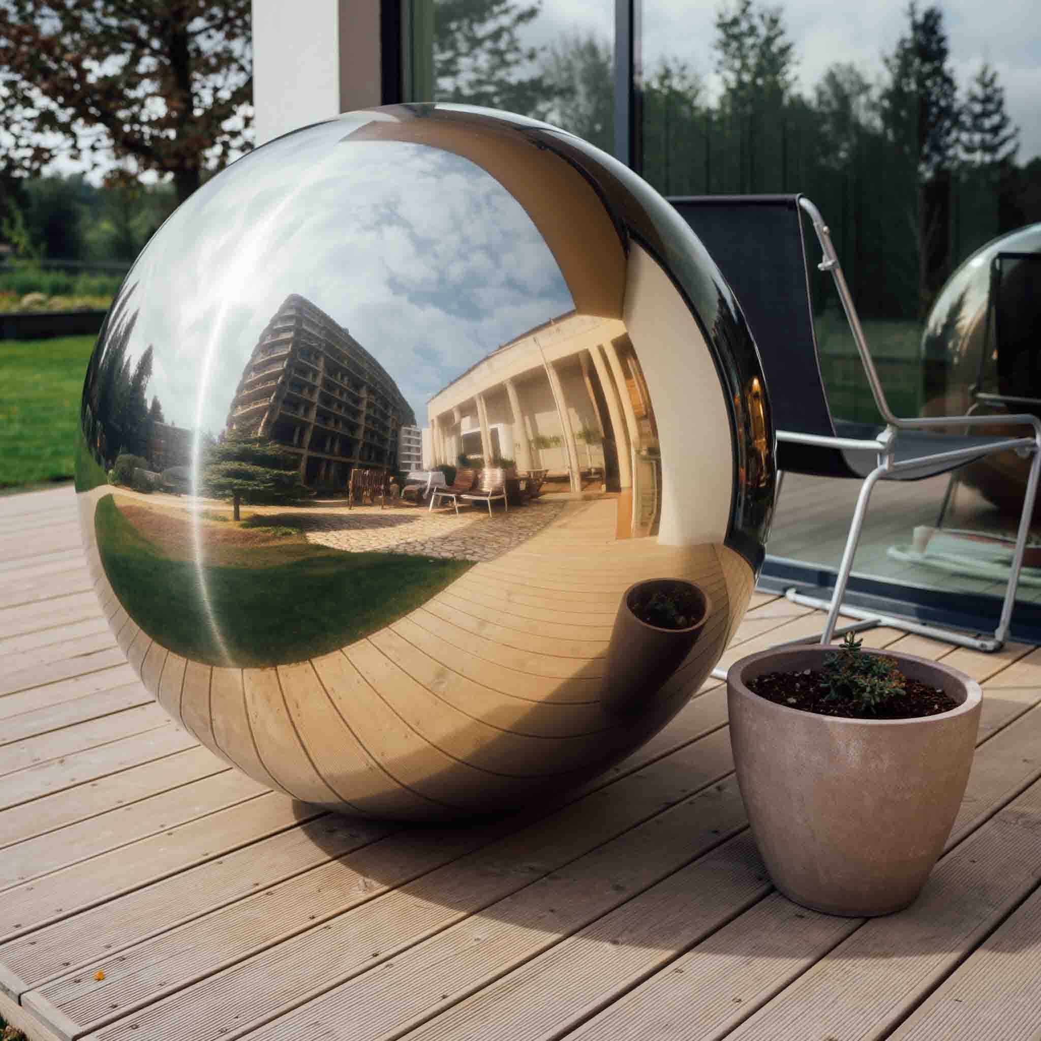 INTERGARDEN Dekokugel Edelstahl Ø 38 cm – winterfest für Garten, Teich & Außenbereich