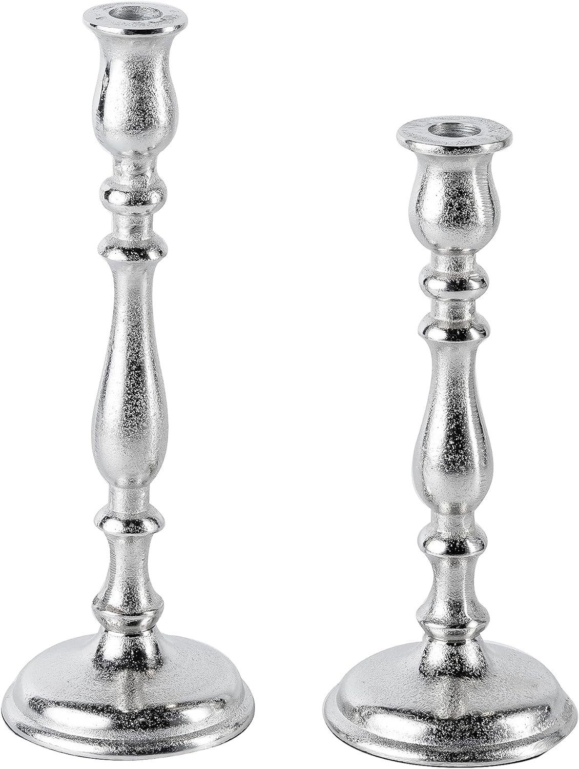 Stabkerzen Kerzenständer - und H 32 cm Set 2er 27 Silber Kerzenständer Deko MichaelNoll für