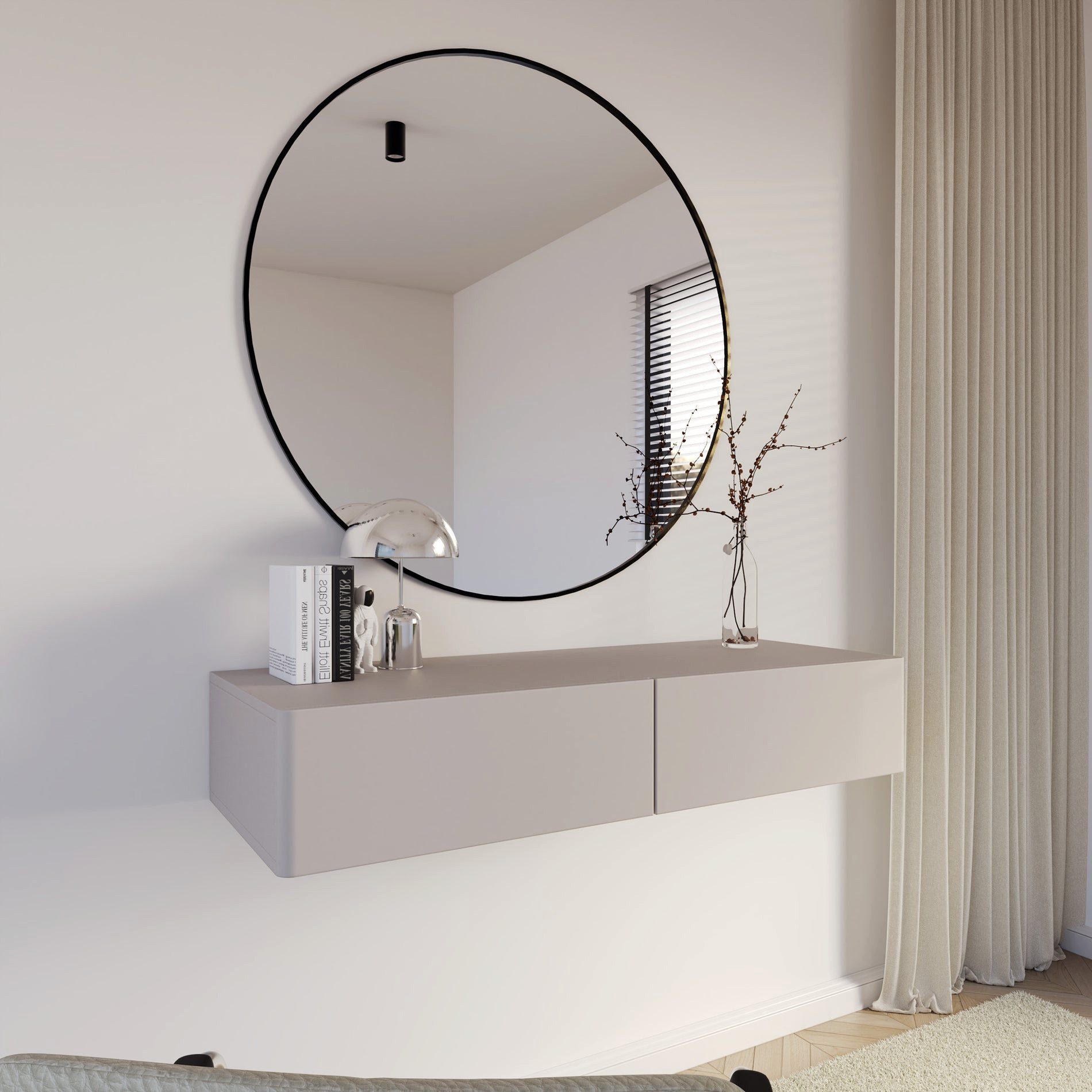 Selsey Schminktisch OLIO, Wandhängender Schminktisch mit 2 Schubladen, 110 cm breit