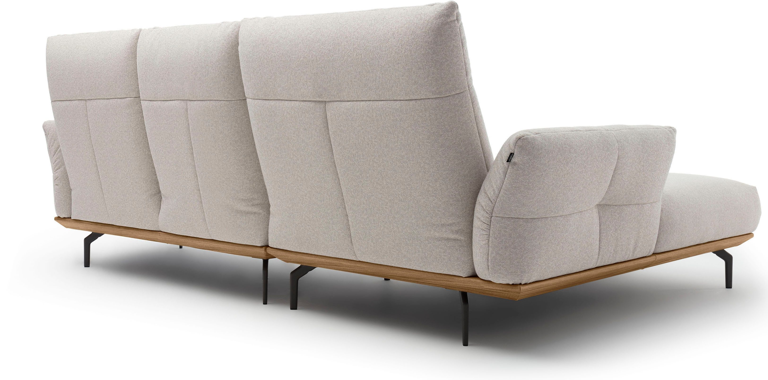 Creation BY ROLF BENZ Ecksofa CR.460, Sockel in Nussbaum, Winkelfüße in Umbragrau, Breite 298 cm