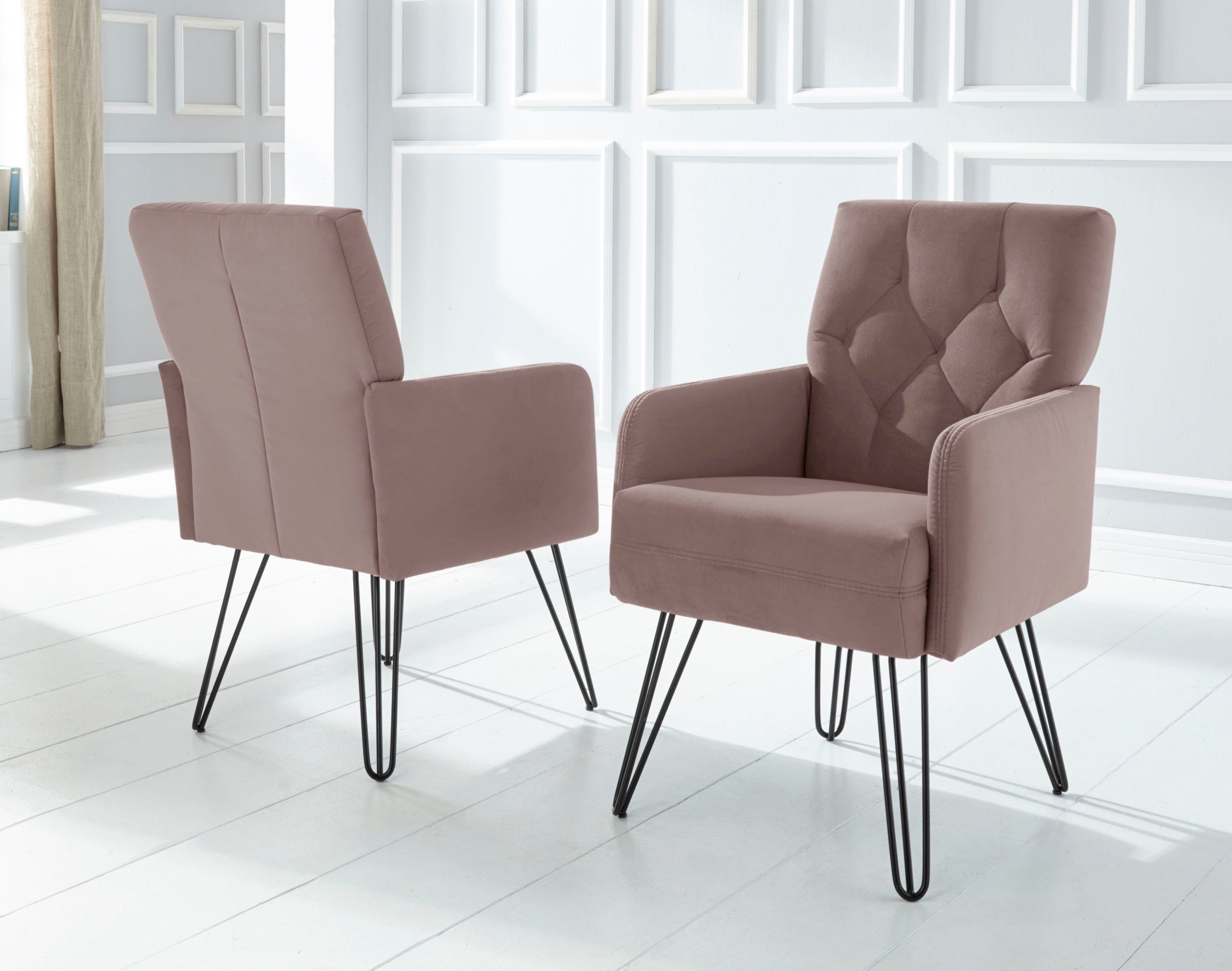 exxpo - sofa fashion Sessel Doppio, Loungesessel mit Designuntergestell, bequem und elegant, aufwendige Rückenverarbeitung, Breite 61 cm