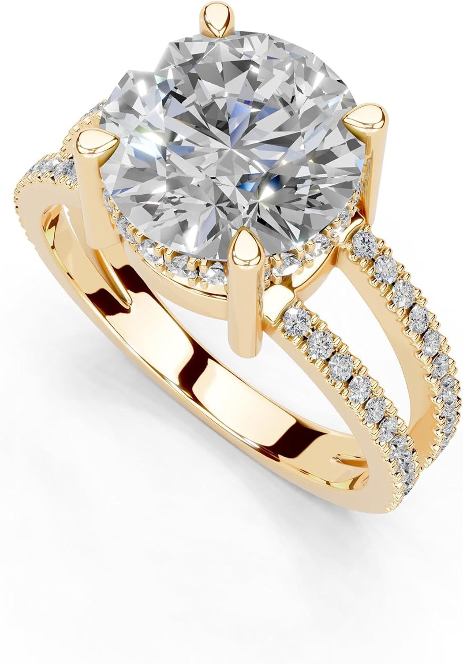 Jumpeak Diamantring 585 Gold, 2 ct Doppelring, Damenring mit echten Diamanten, Farbe E,Reinheit VS1,3EX,IGI-Zertifikat – hochwertiger Diamantring