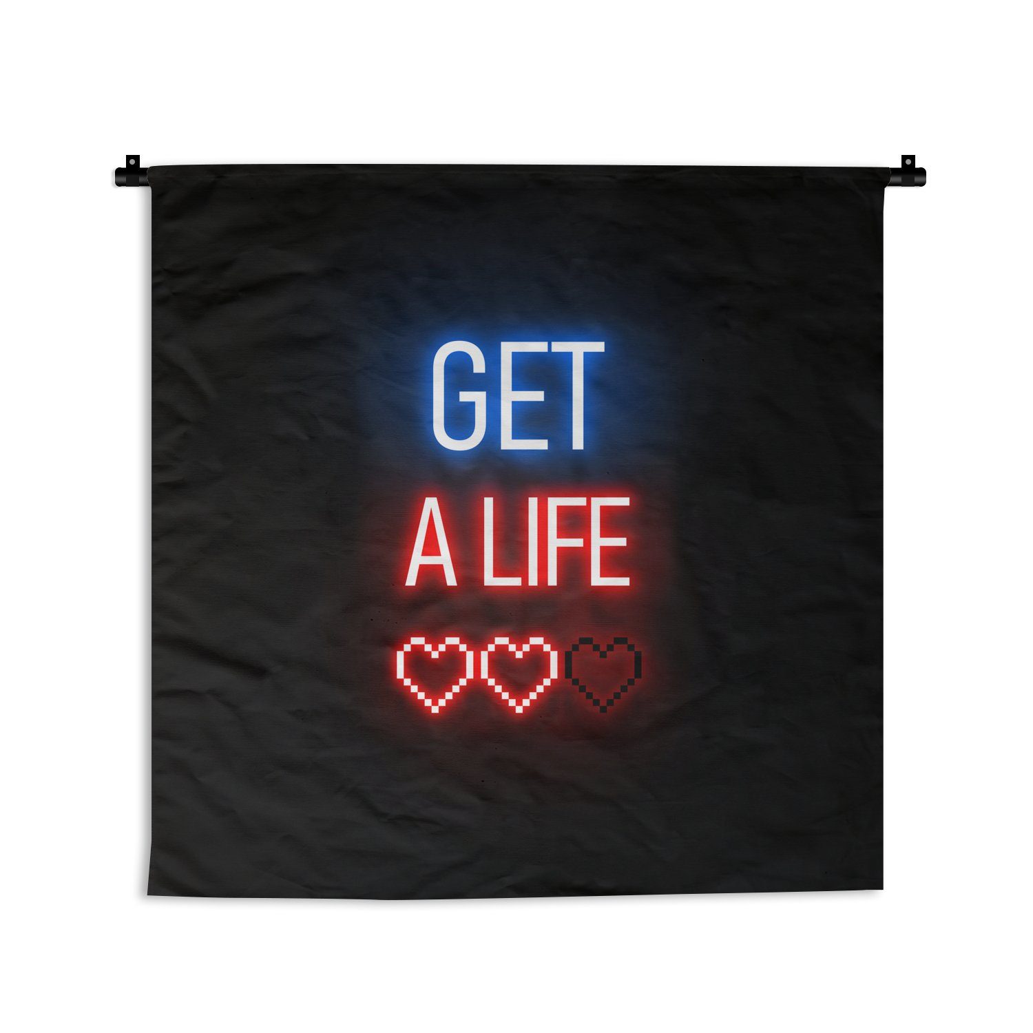 MuchoWow Wanddekoobjekt Spiele - Text - Get a life - Neon - Schwarz, Wanddeko für Wohnzimmer, Schlafzimmer, Kleid, Wandbehang, Kinderzimmer