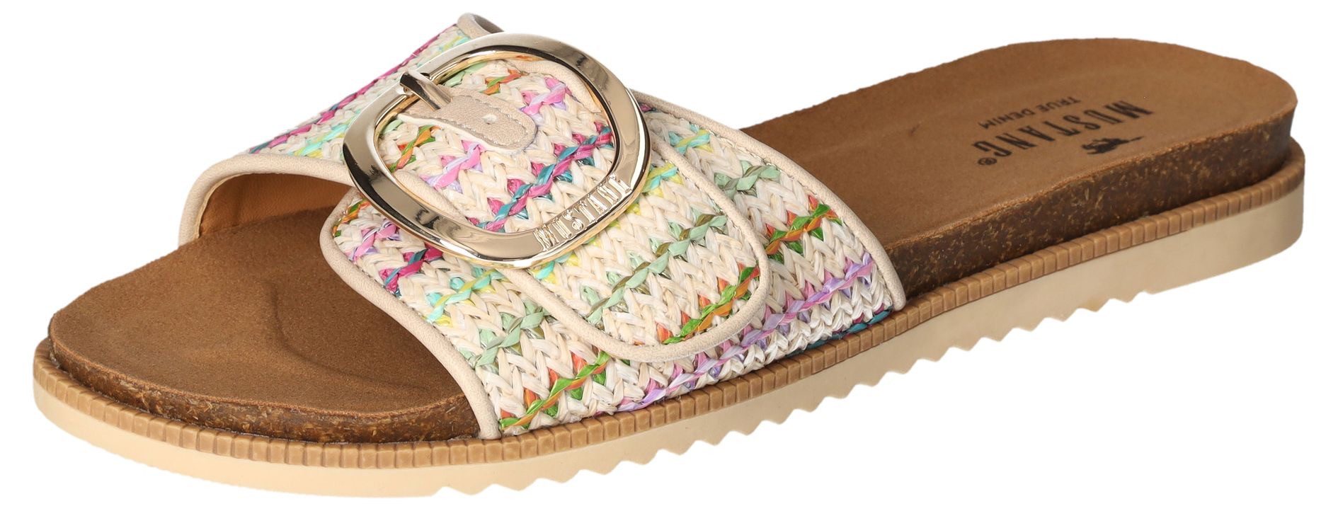 Mustang Shoes Pantolette, Flats, Sommerschuh, Sandale in Flechtoptik günstig online kaufen