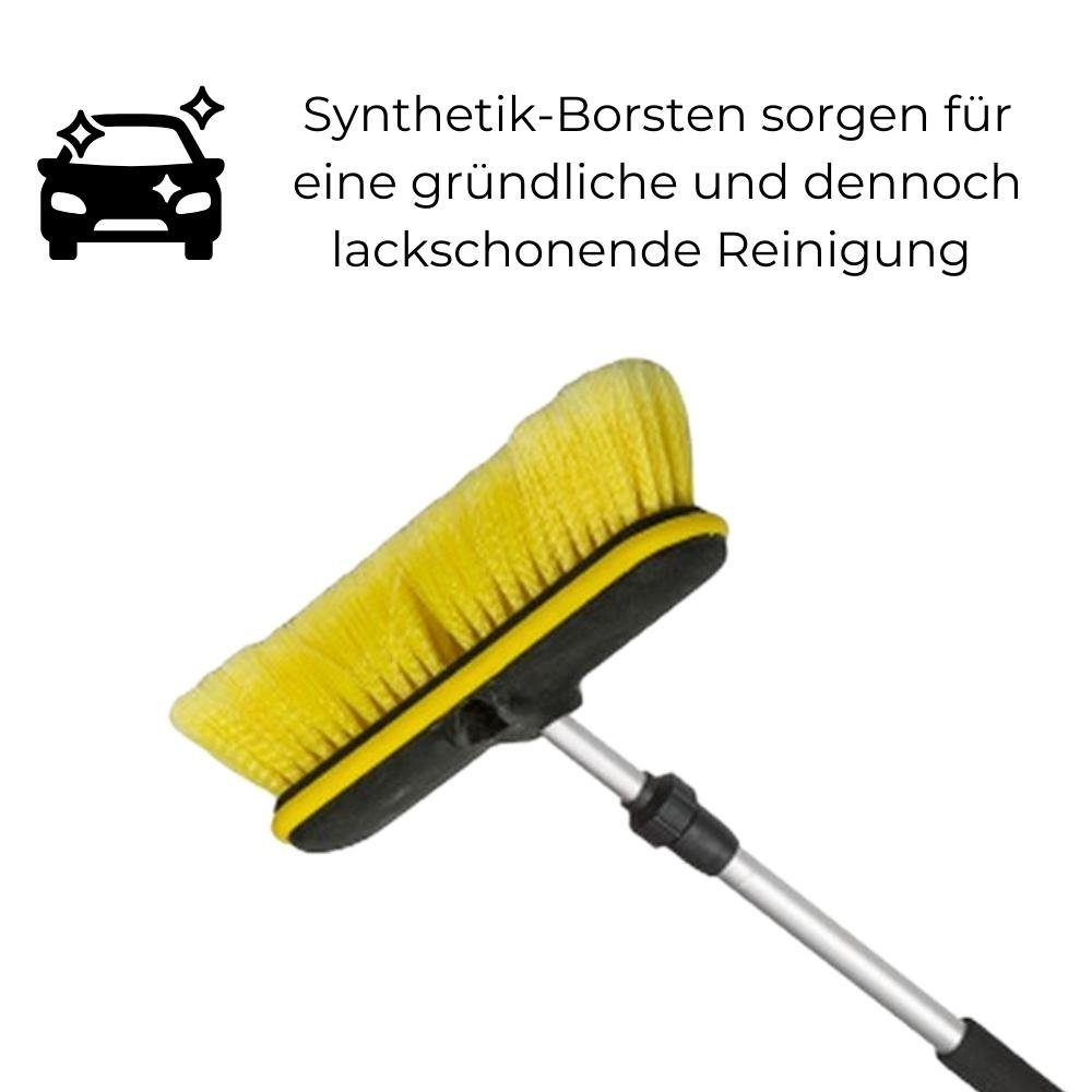 GarPet Autowaschbürste Auto Wasch Bürste Alu Teleskop Stiel Wasseranschluss An/Aus Caravan