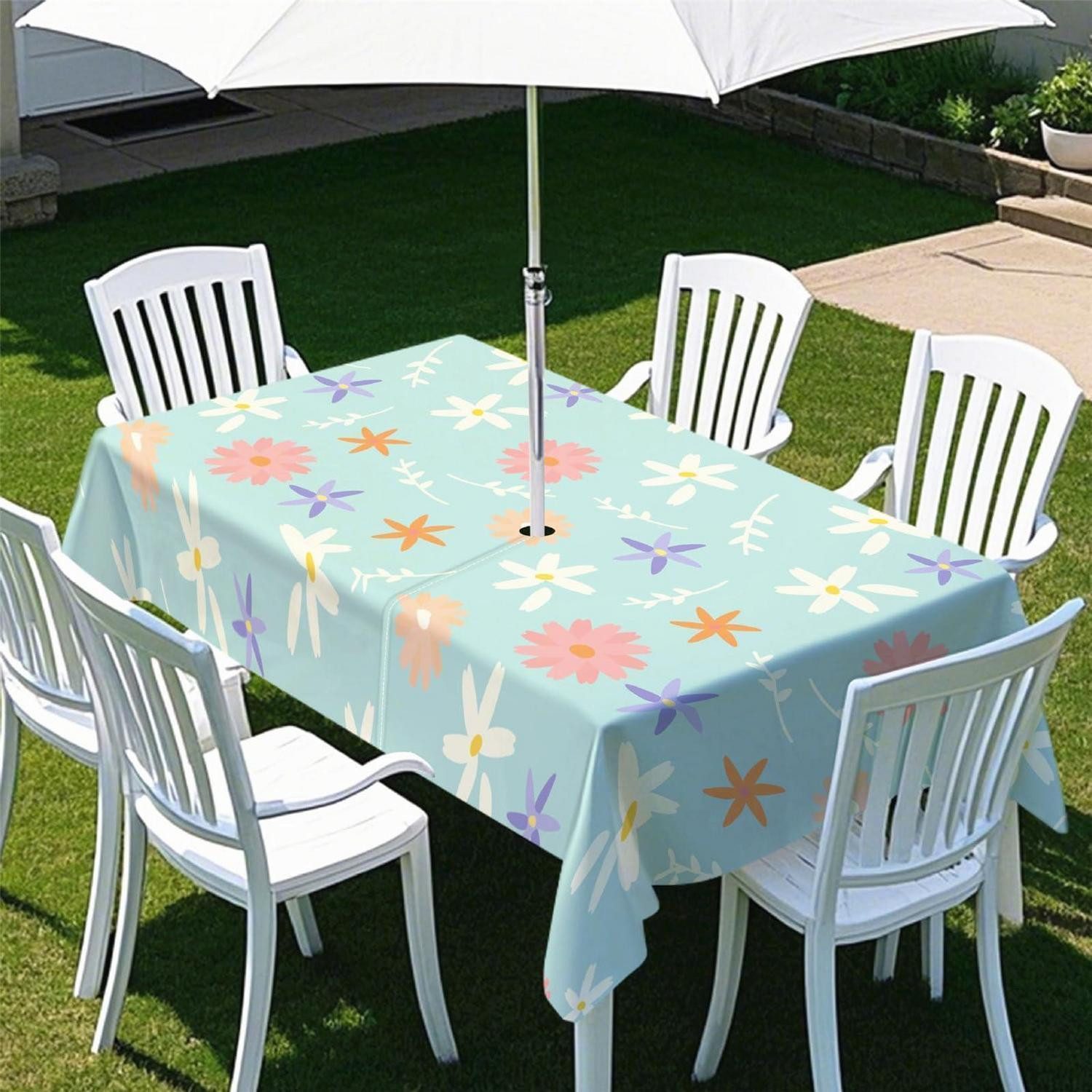 LuxusKollektion Gartentischdecke Tischdecke Outdoor Blumen Sommer 213x152cm (1-tlg)