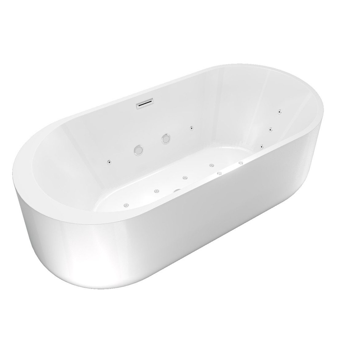 AcquaVapore Whirlpool-Badewanne freistehende Badewanne Wanne F26 170x80cm Whirlpool Luft & Wasser, (1-tlg), mit Ablaufgarnitur