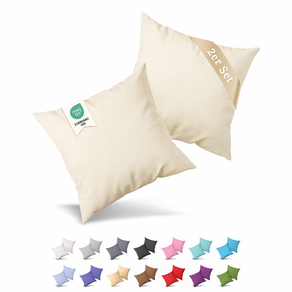 Buymax Kissenbezüge Kissenbezug 100% Baumwolle Premium Jersey, (2 Stück), Kissenhüllen, Reißverschluss, atmungsaktiv, unifarben, einfarbig