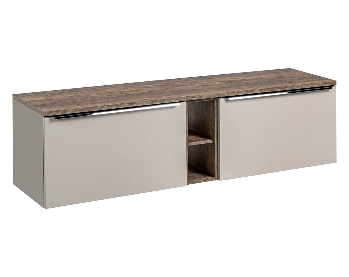 einfachgutemoebel Waschtisch-Set Badezimmer Doppel-Waschplatz TRUFFEAU 180cm Unterbau, Trüffel-Eiche, (Badmöbel Set, 1-St., Waschtisch Unterschrank)