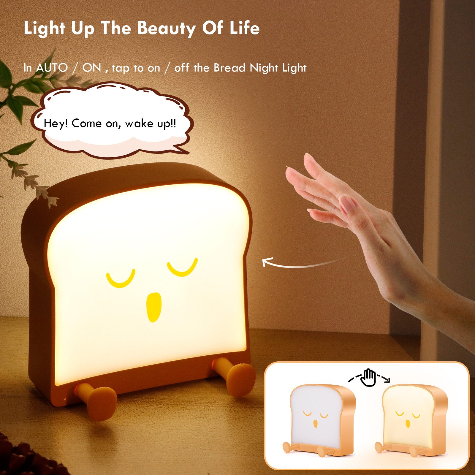 BlingBin Nachtlicht Nachttischlampe Toast-Nachtlicht mit USB günstig online kaufen