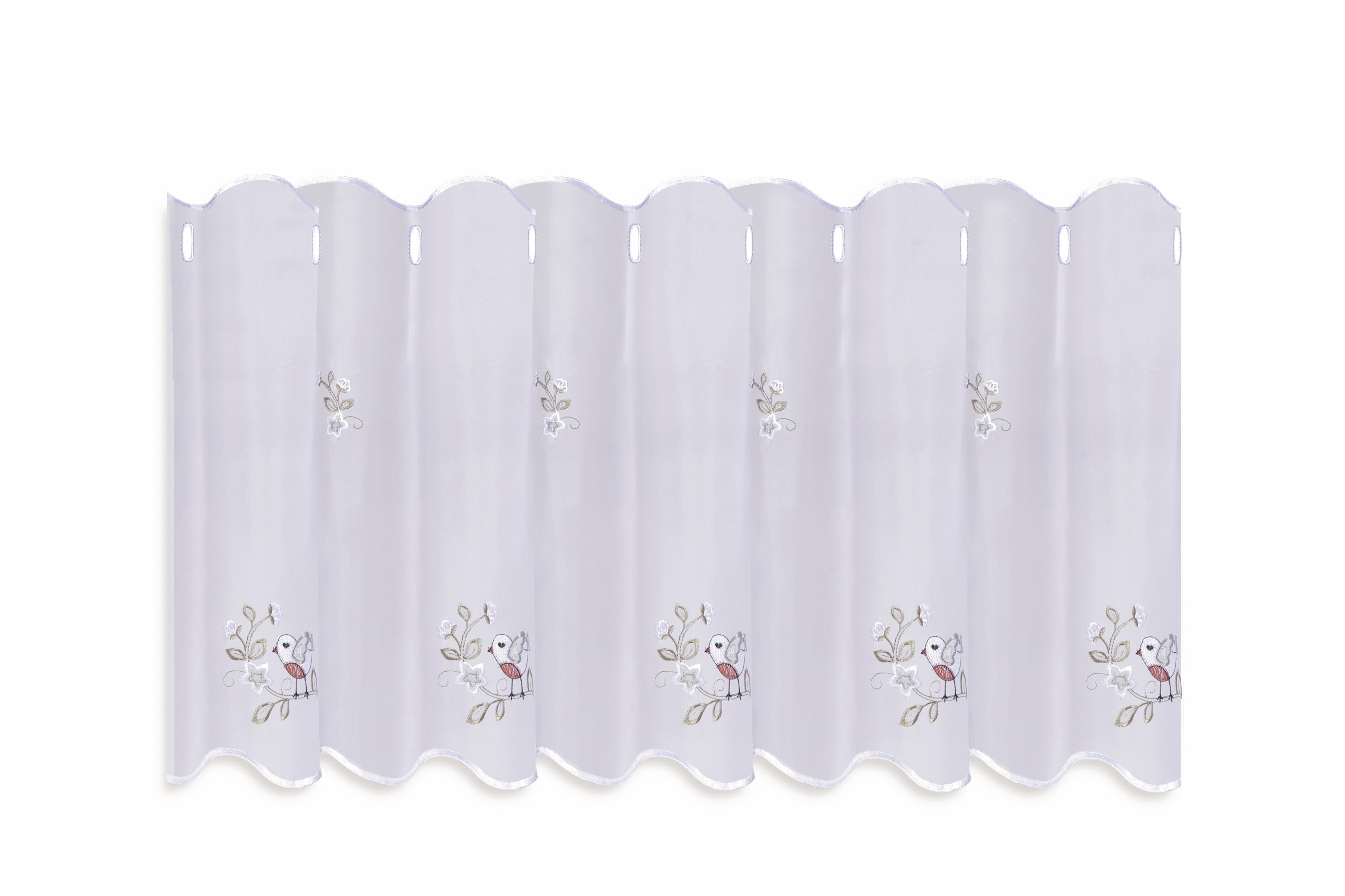 Gerster Scheibengardine VÖGELCHEN (1 St), Durchzuglöcher, transparent, Voile, HxB: 50x145