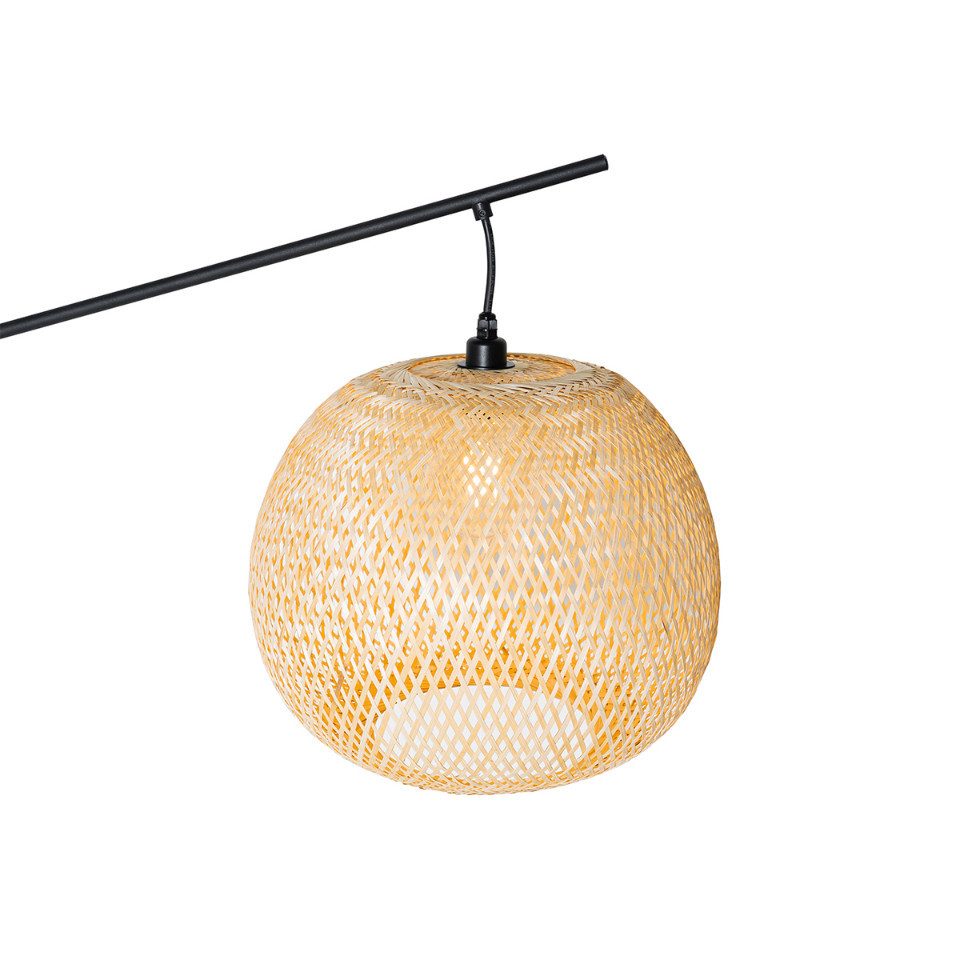 Qazqa Außen-Stehlampe Rafael, ohne Leuchtmittel, Warmweiß, QAZQA Außen Boden­leuchte, e27, Naturel, Bamboo, Orientalisch