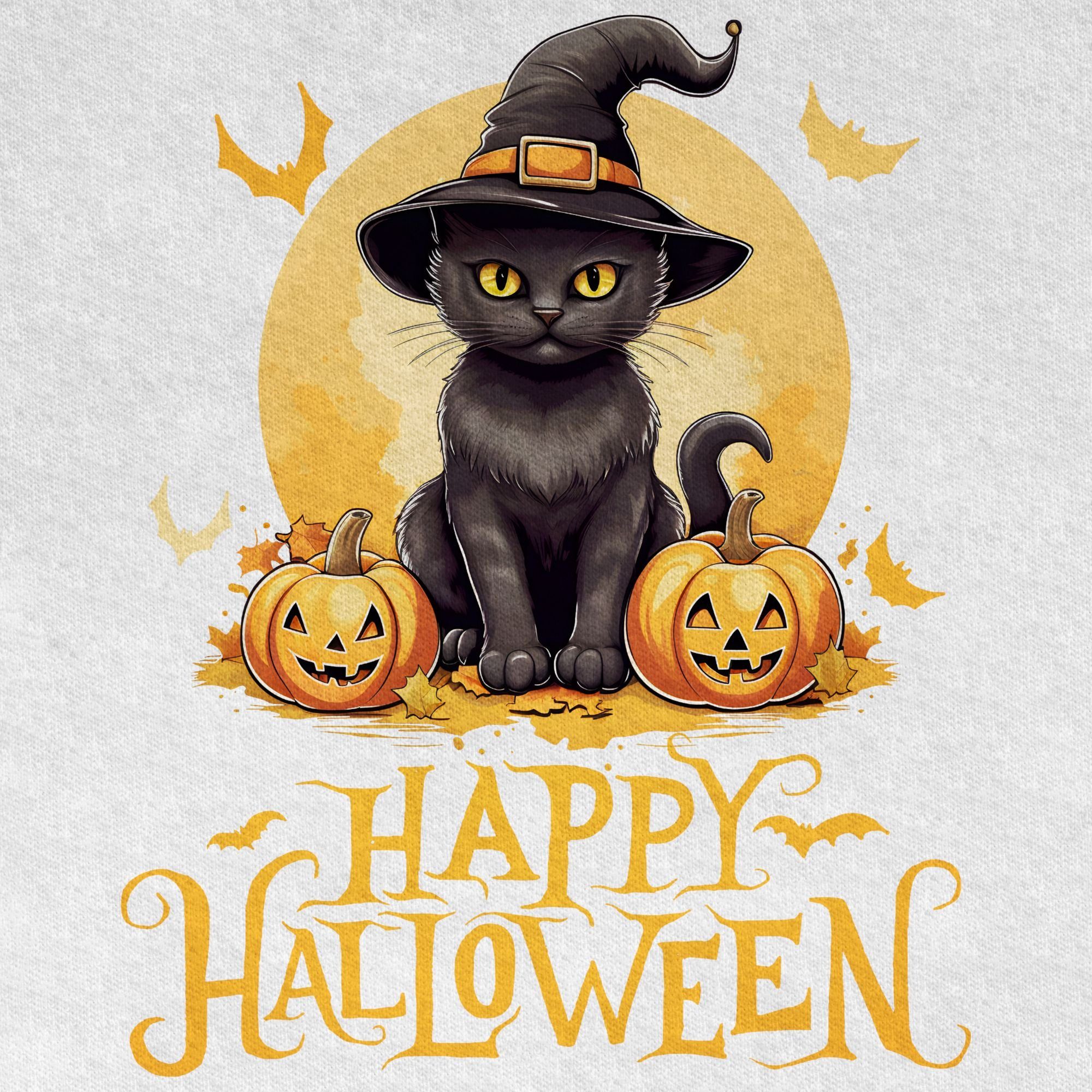 T-Shirt Kostüme Cat Hexenhut für Shirtracer Halloween Katzenliebhaber Katze 02 Lustig Jungs Halloween Happy Kinder Weiß