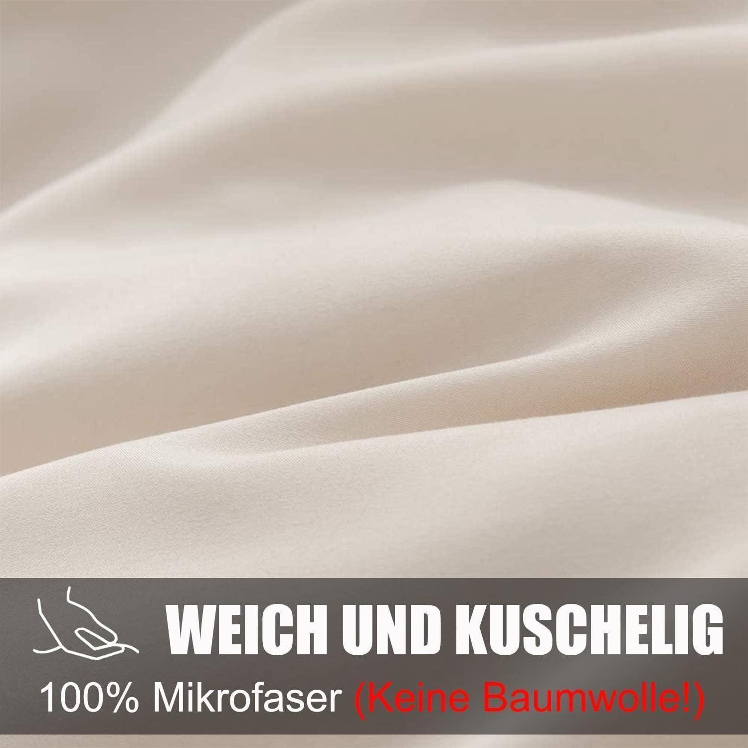 Soifox Bettwäsche Bettwäsche Set Beige 135x200 Mikrofaser bügelfrei Reißverschluss