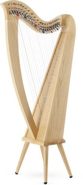 Classic Cantabile Konzertgitarre Keltische Harfe Set mit 22 Saiten, Metro-Tuner, Harfenschule, Notenständer, Tasche & 2 Stimmschlüssel, Celtic Harp aus Eschenholz - Es-Dur gestimmt - Mit Halbtonmechanik