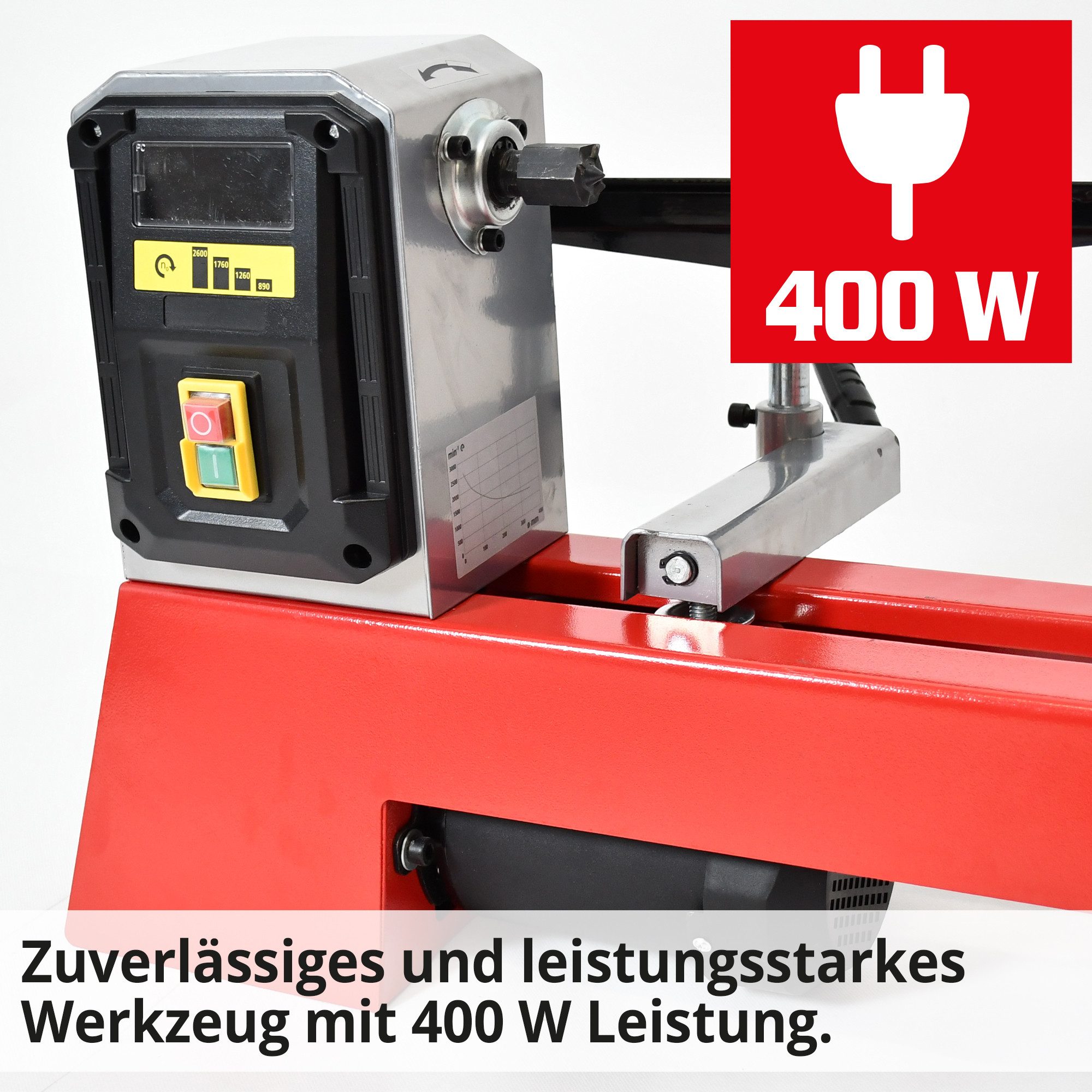 Hecht Drechselbank 8400 Holzdrehbank 400 W, (1-tlg), 4 Drehzahlen, M18-Spindel, inkl. Zubehör