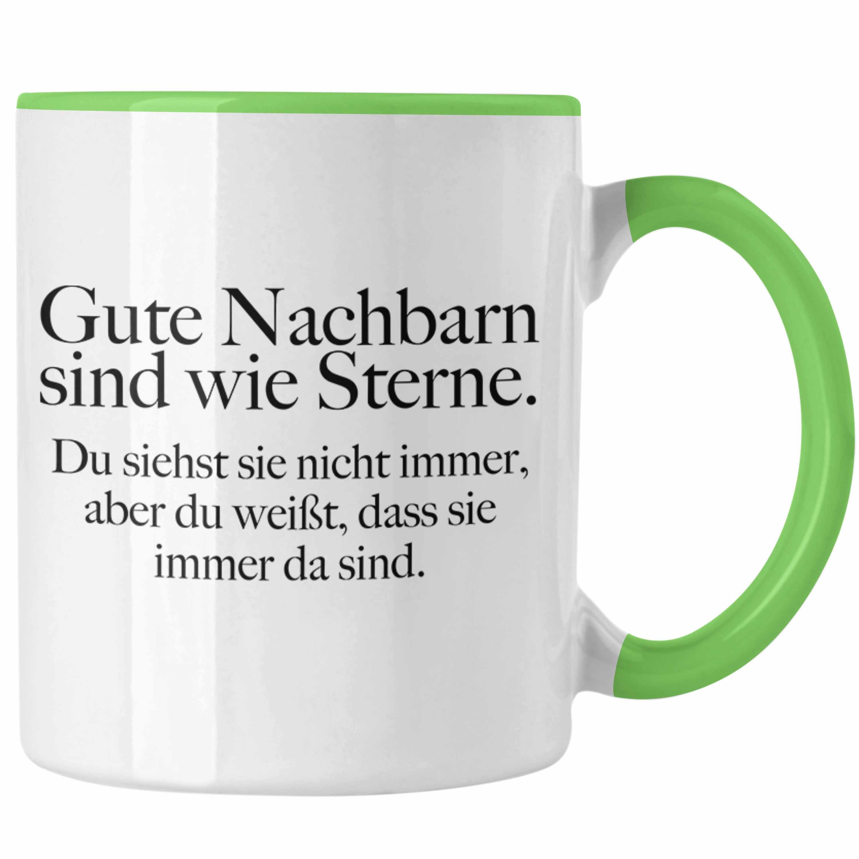 Trendation Tasse Trendation - Trendation - Nachbarn Abschied Geschenk Tasse Abschiedsgeschenk Nachbarin Nachbar Bester Nachbar Gute Nachbarn Grün