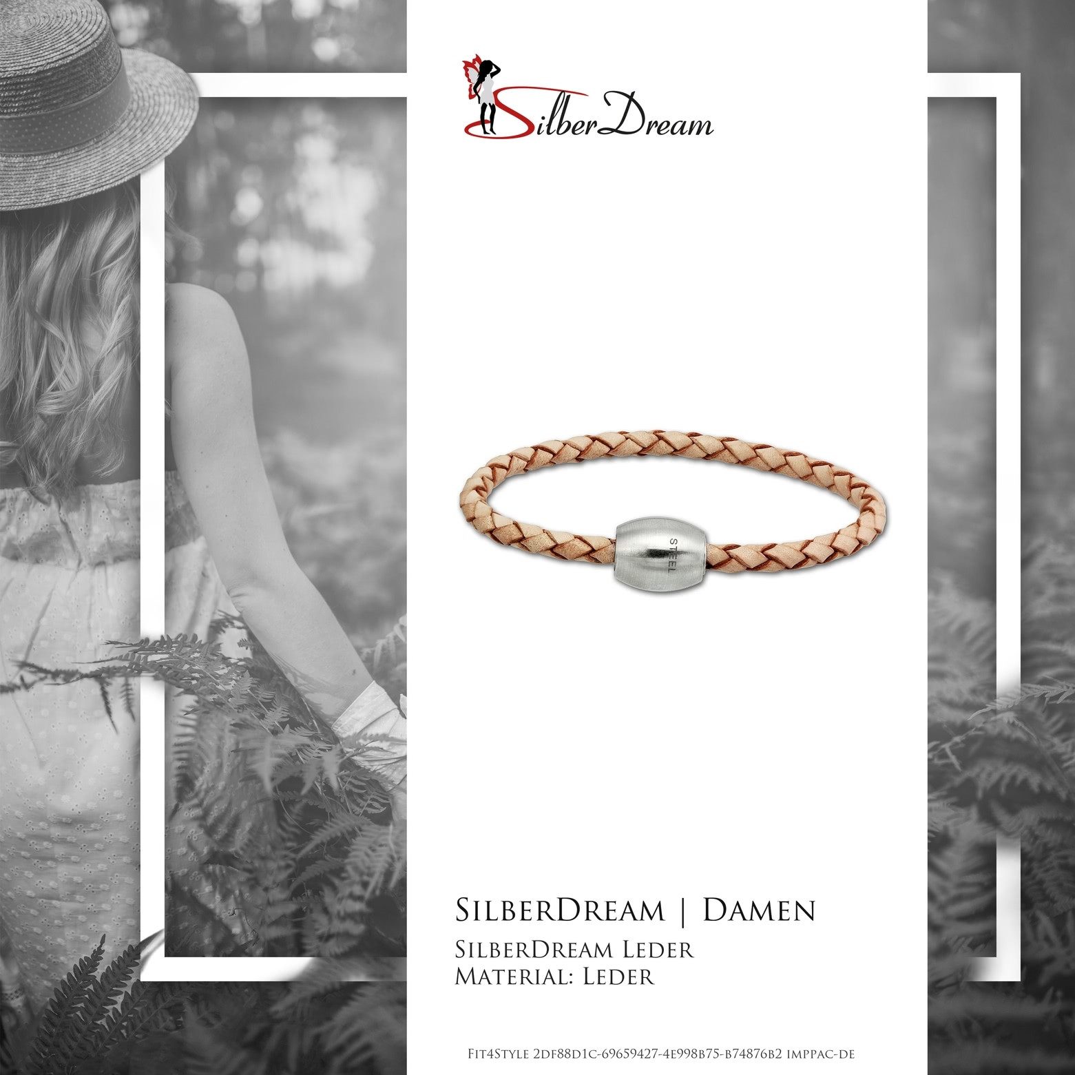 SilberDream Edelstahlarmband SilberDream Leder Armband 19cm natur (Armband), Armbänder für Damen, Herren aus Edelstahl (Stainless Steel), Farbe: na