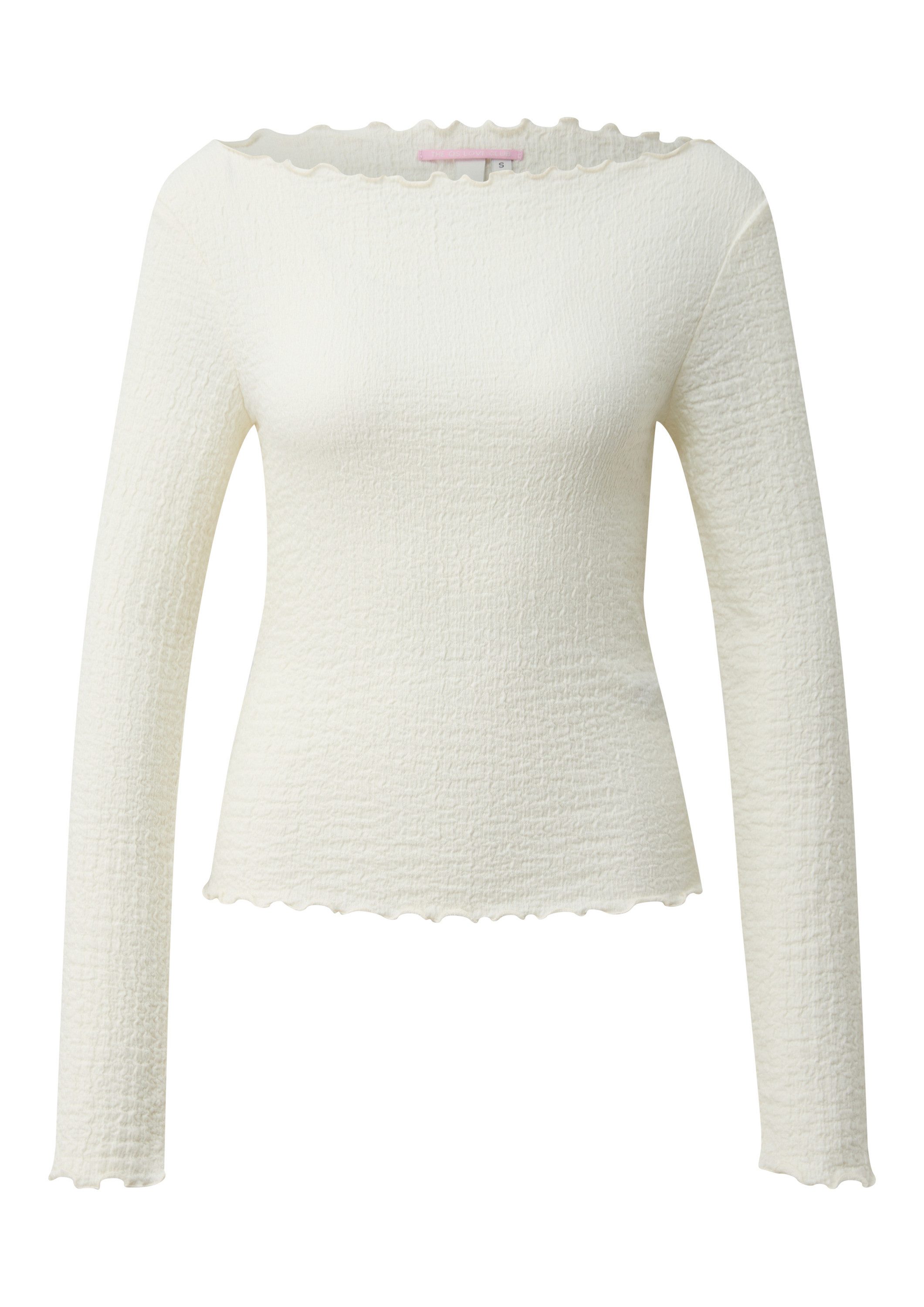 QS Langarmshirt T-Shirt Strukturiertes Langarmshirt