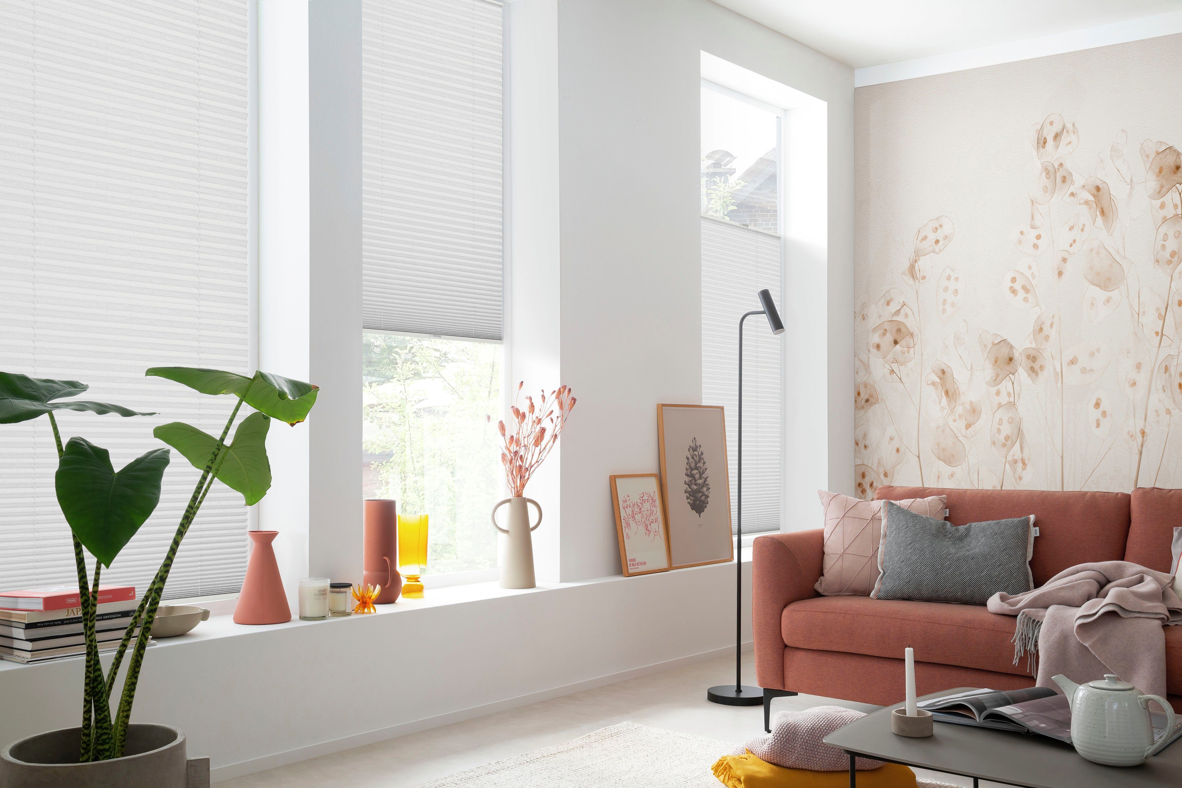 SCHÖNER WOHNEN-Kollektion Plissee Milla, blickdicht, mit Bohren, verspannt, verschraubt, verschraubt, silberne oder weiße Rollo-Technik