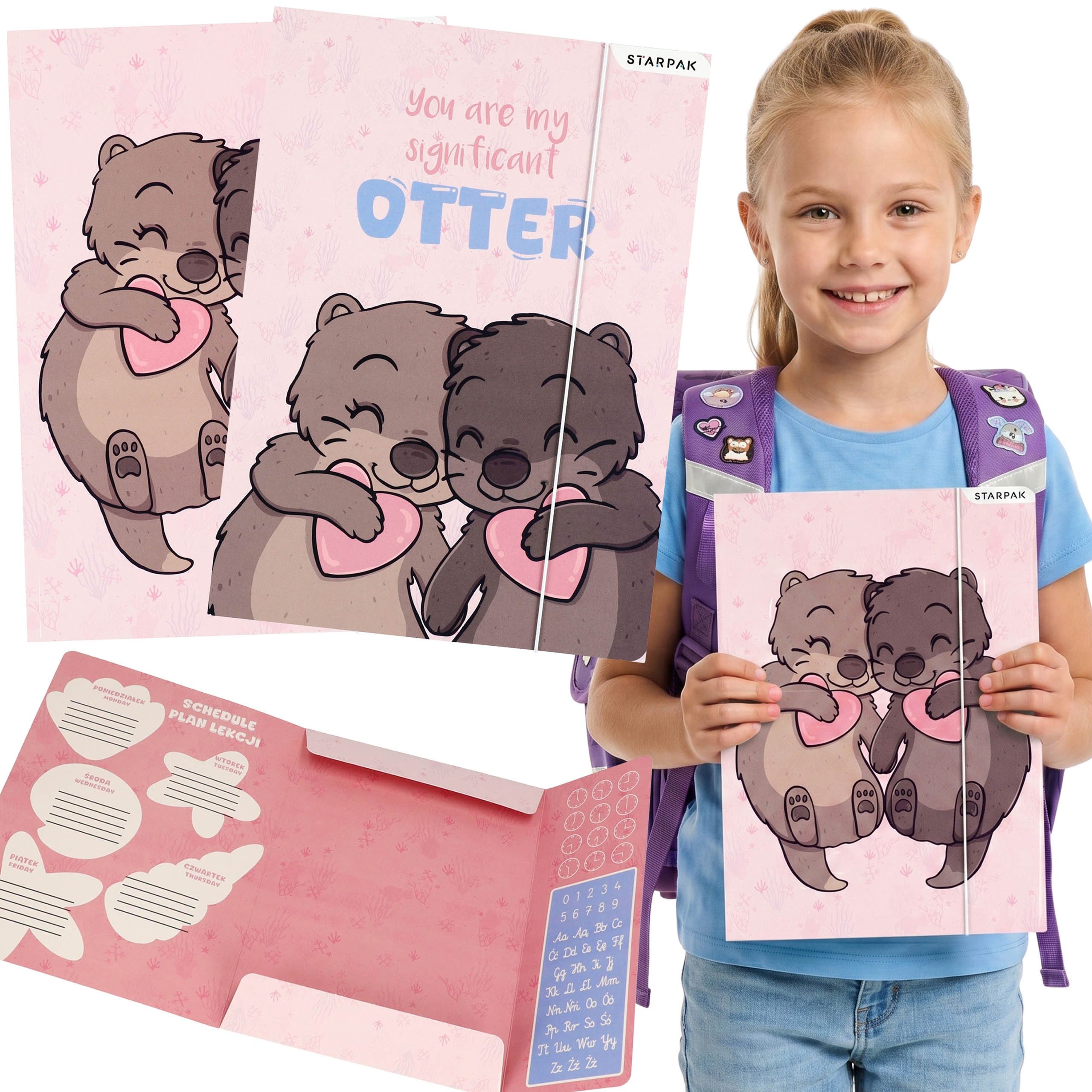 Sarcia.eu Konferenzmappe Otter-Schulmappe A4 mit Gummiband für Mädchen, Unterlagen