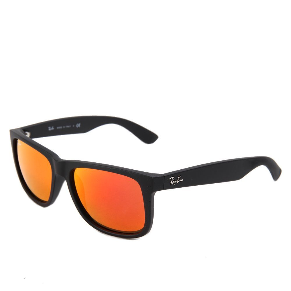 Ray-Ban Sonnenbrille Ray-Ban Justin RB4165 622/6Q Rubber Black Brown Mirror Orange