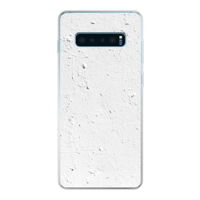 MuchoWow Handyhülle Wand - Weiß - Farbe Phone Case Handyhülle Samsung Galaxy S10+ Silikon Schutzhülle
