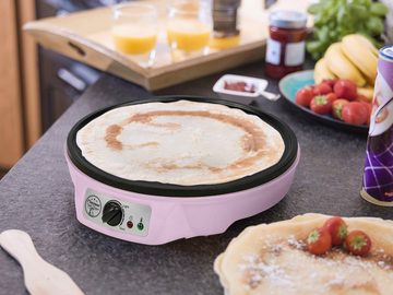 bestron Crêpesmaker ASW602P im Retro Design, 1000 W, Ø 30 cm, inkl. Teigverteiler & Crêpes-Wender, mit Antihaftbeschichtung