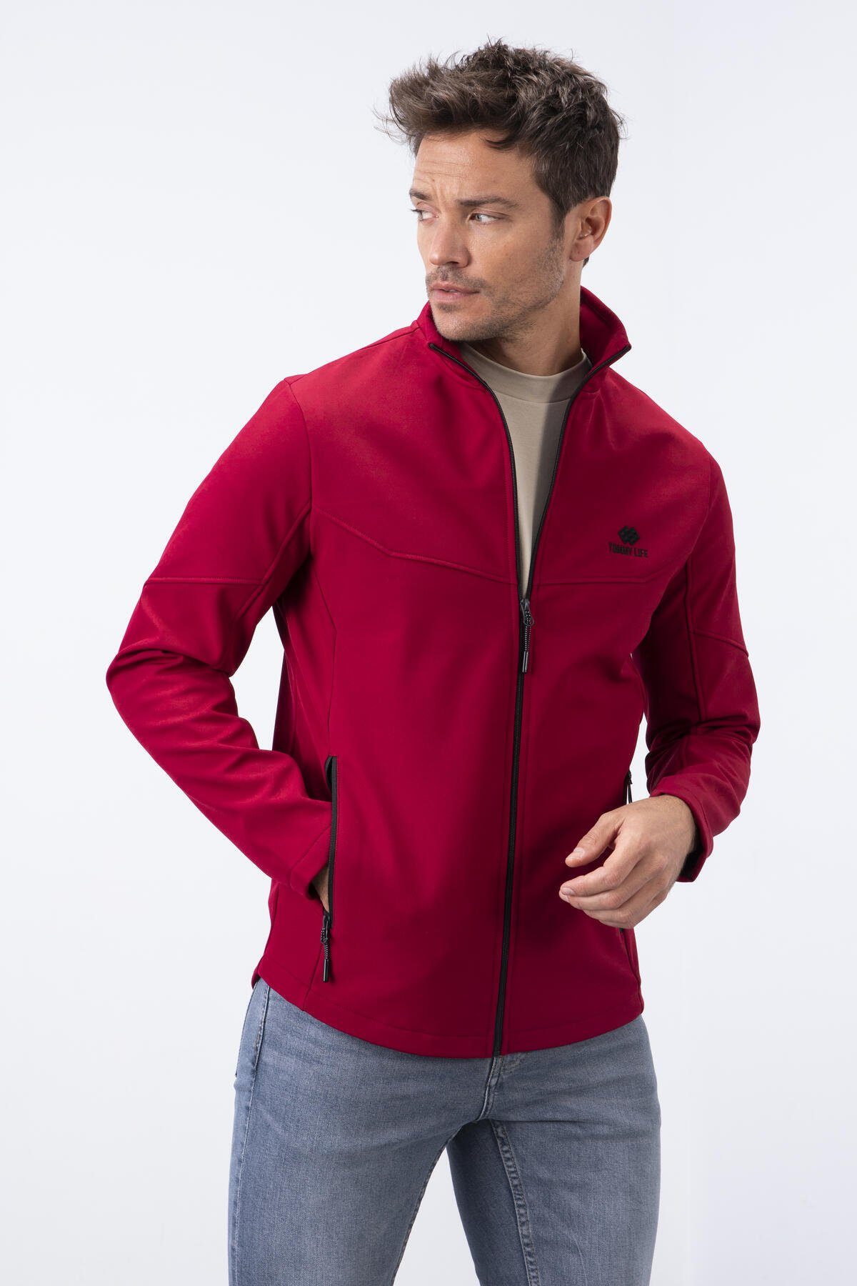 TOMMY LIFE Softshelljacke bordeaux Windbreaker