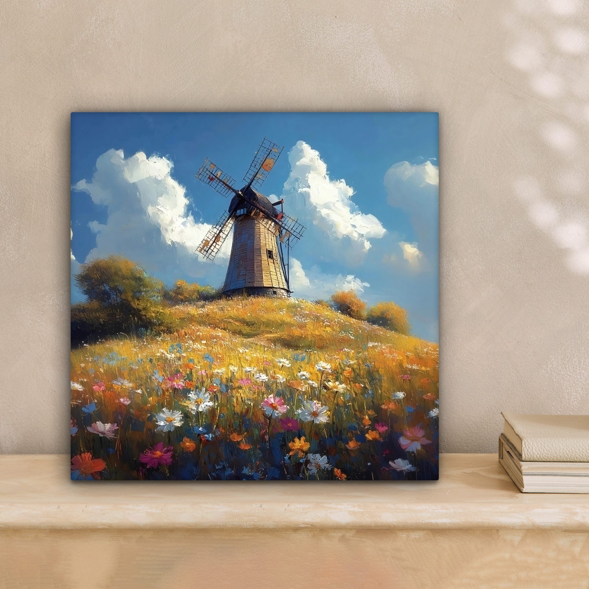 OneMillionCanvasses® Leinwandbild Windmühle - Hügel - günstig online kaufen