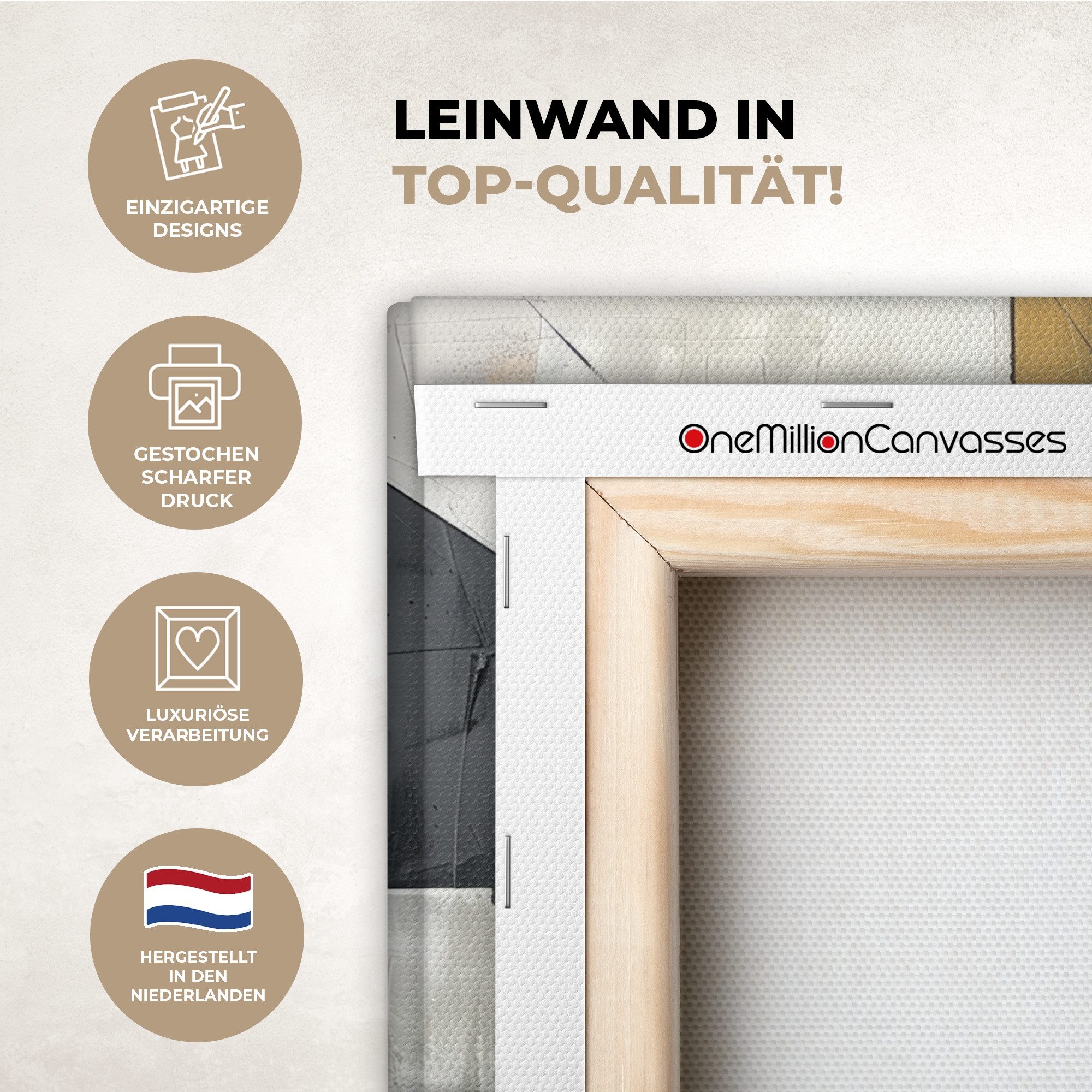 OneMillionCanvasses® Leinwandbild Abstrakt - Kunst - Geometrisch - Ästhetisch, Fotodruck (1 St), Wandbild, Deko Schlafzimmer Wohnzimmer Flur 20x20 cm