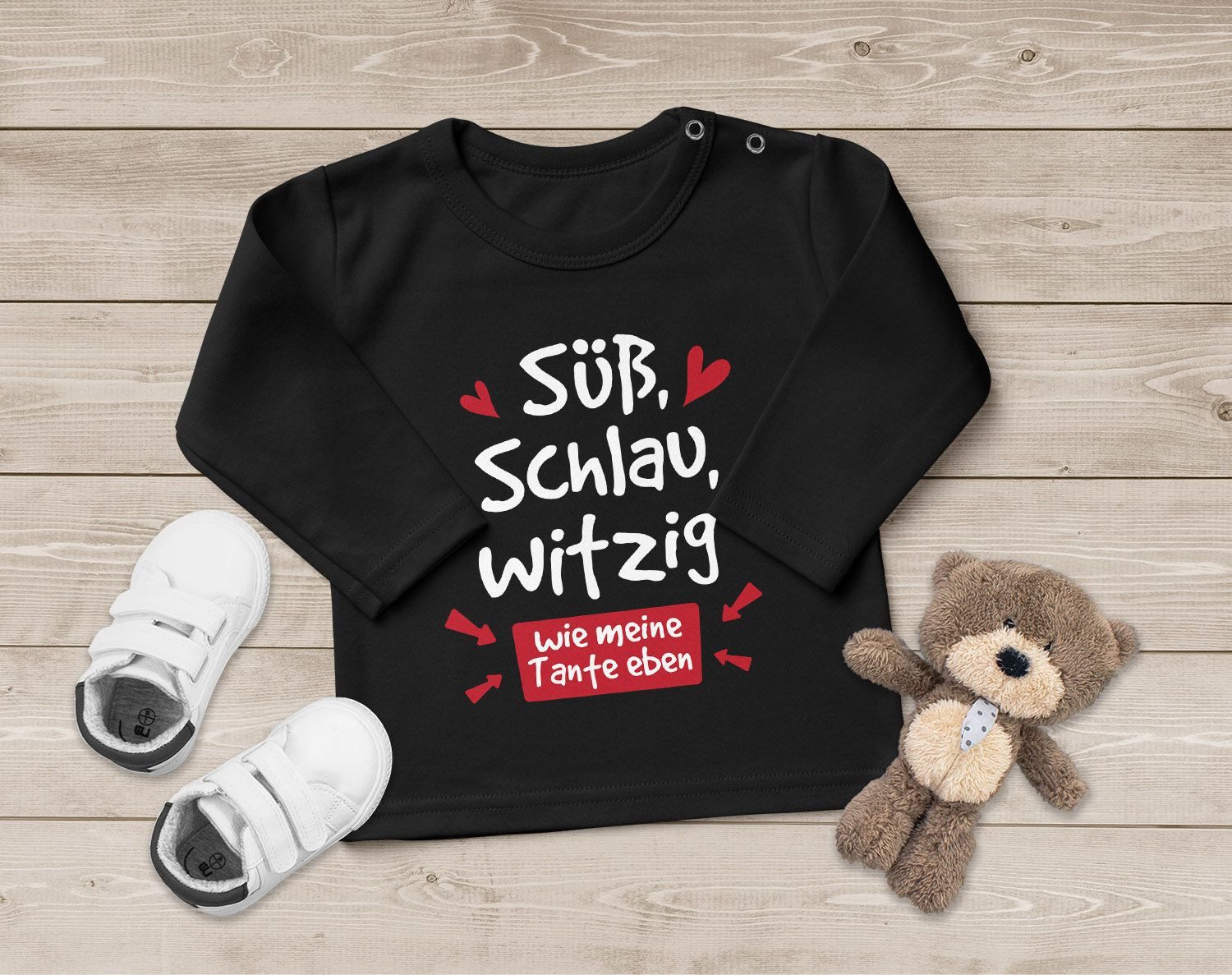 MoonWorks Rundhalsshirt Baby Langarm-Shirt Tante Sprüche lustig Süß Schlau Witzig Wie meine