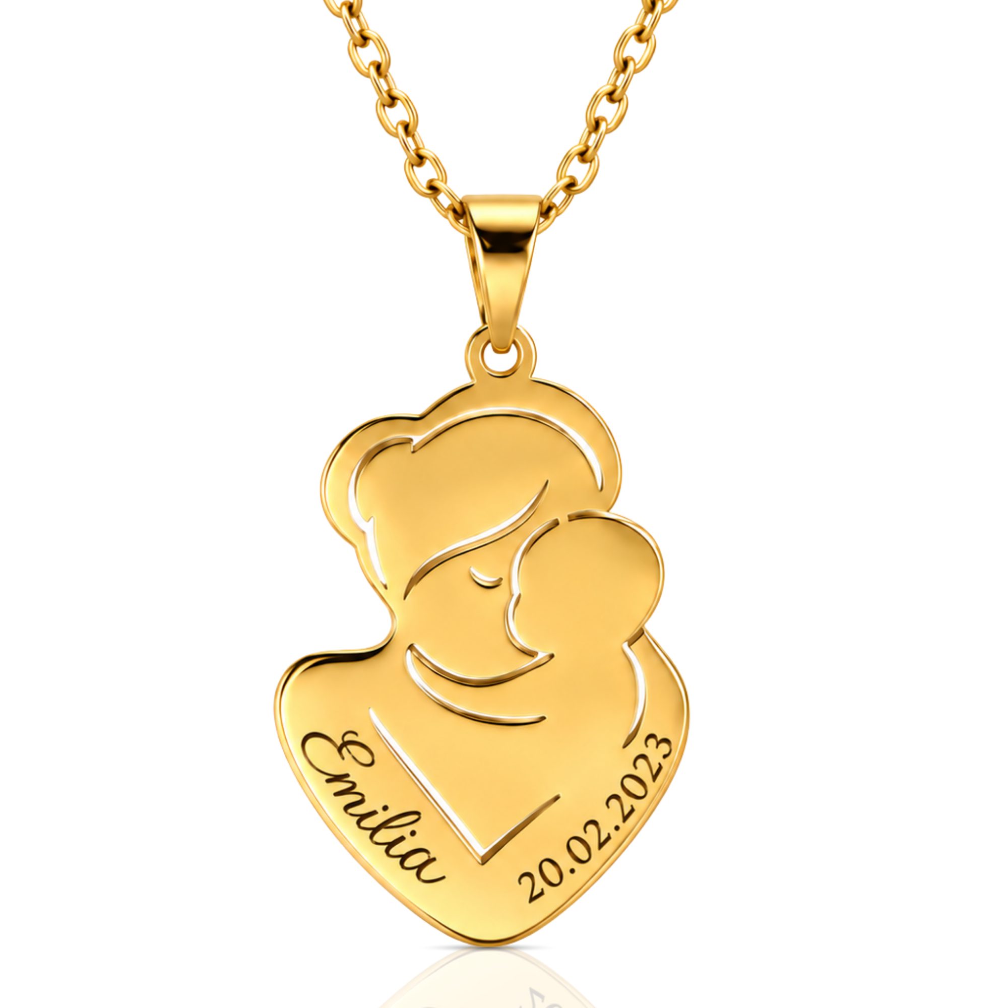 BS Schmuckdesign Kette mit Anhänger mit Gravur Personalisierte Halskette mit Baby-Namen Mama und Kind Familienkette (inkl. Gravur), personalisiert inkl. Geschenkbox