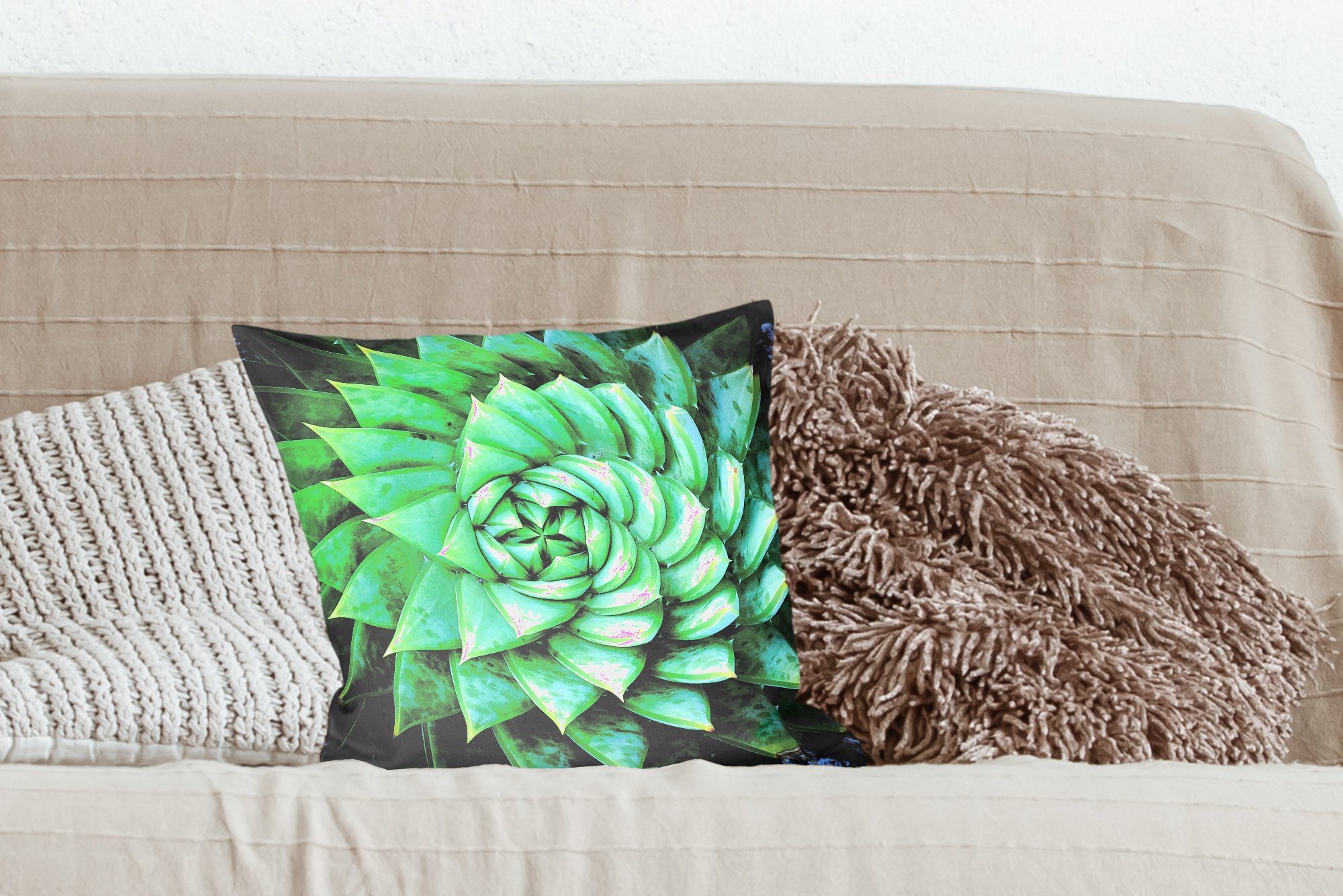 Schlafzimmer, Spirale Dekokissen mit Deko, Füllung Fettfabrik, Zierkissen für Wohzimmer, MuchoWow Sofakissen