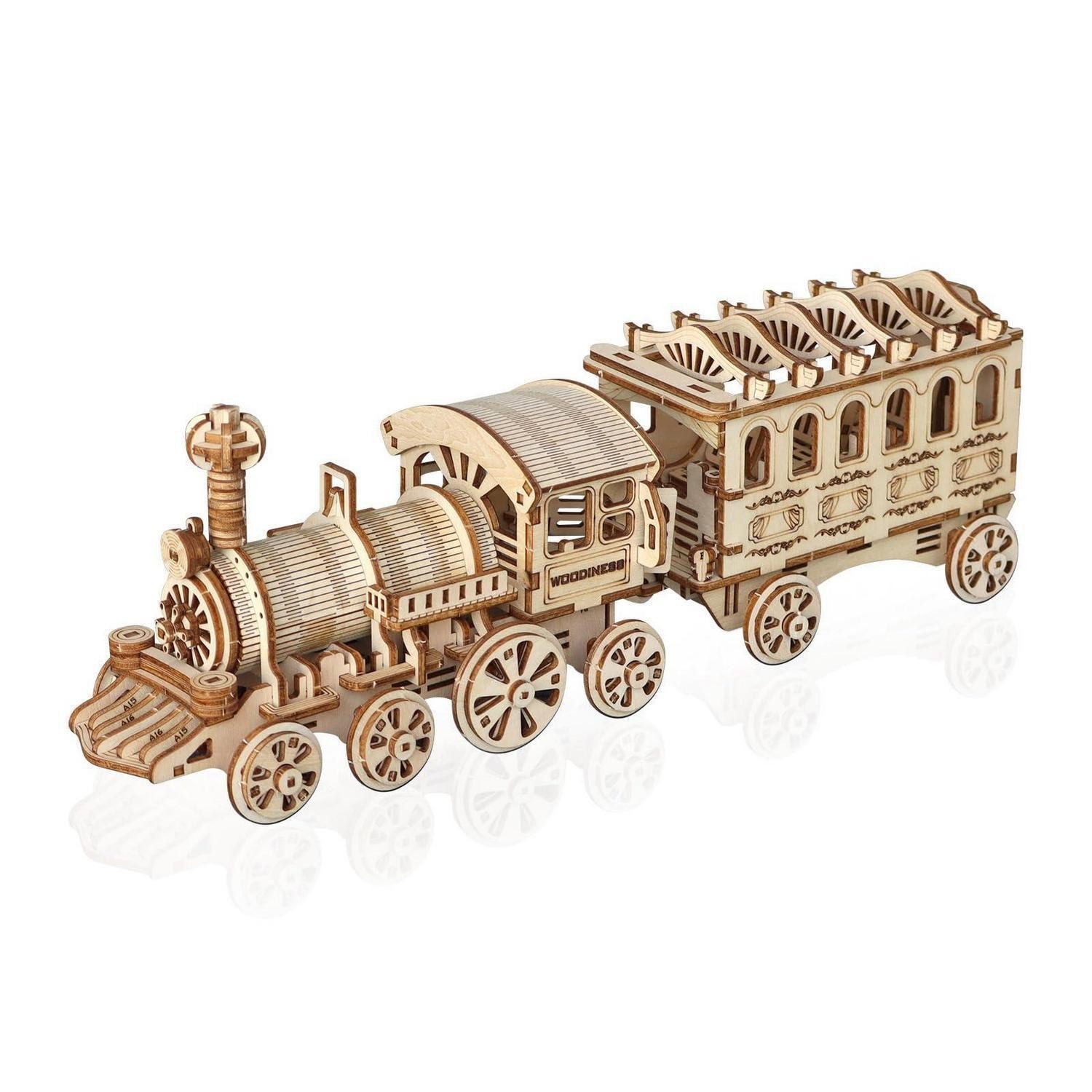 LuxusKollektion 3D-Puzzle 3D Holz Dampfzug Modell Bausatz Erwachsene, Puzzleteile