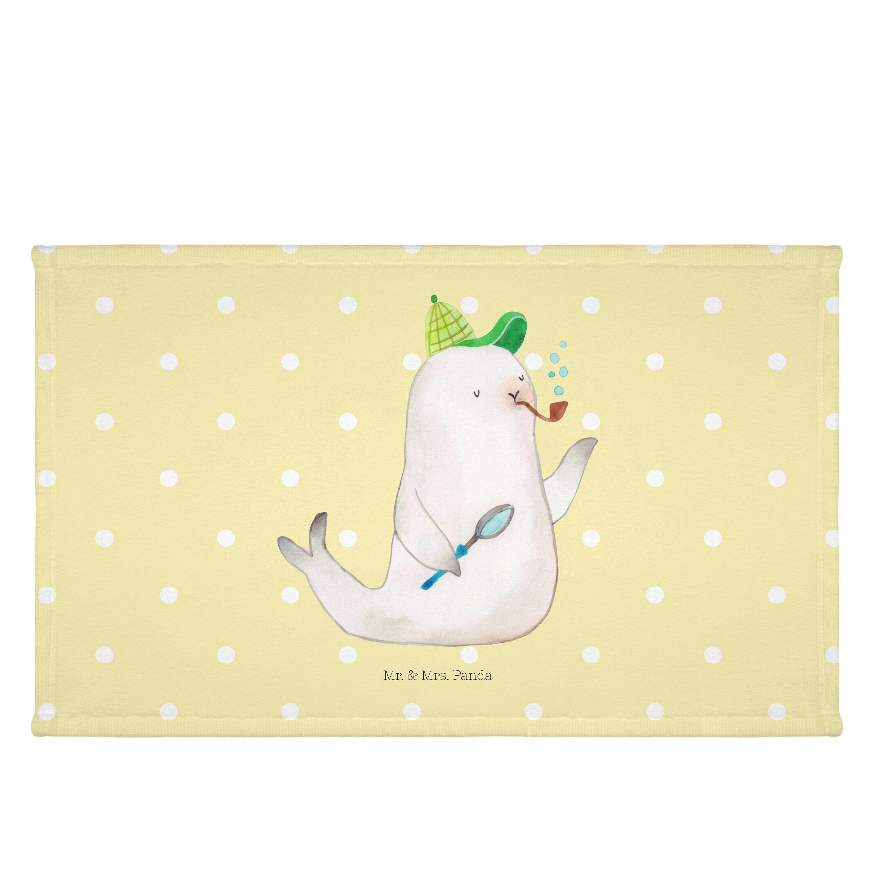 Mr. & Mrs. Panda Handtuch Robbe Sherlock - Gelb Pastell - Geschenk, Reisehandtuch, Kinder Handt, (1-St) | Alle Handtücher