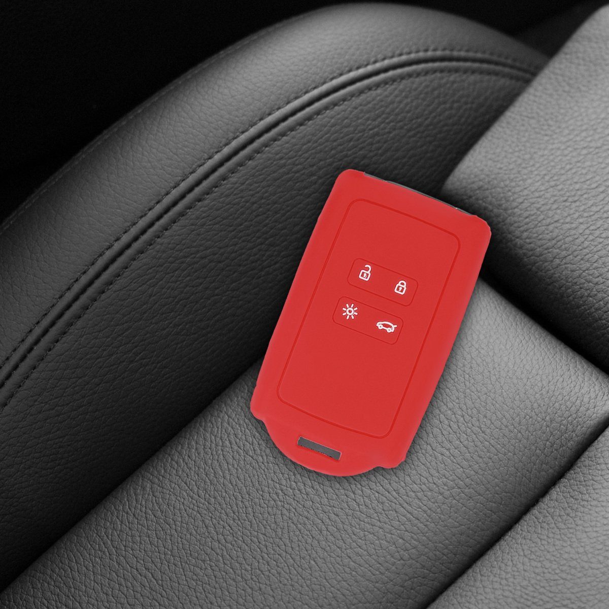 Rot kwmobile Autoschlüssel Schlüsseltasche für Schlüsselhülle Silikon Schutzhülle Renault, Hülle