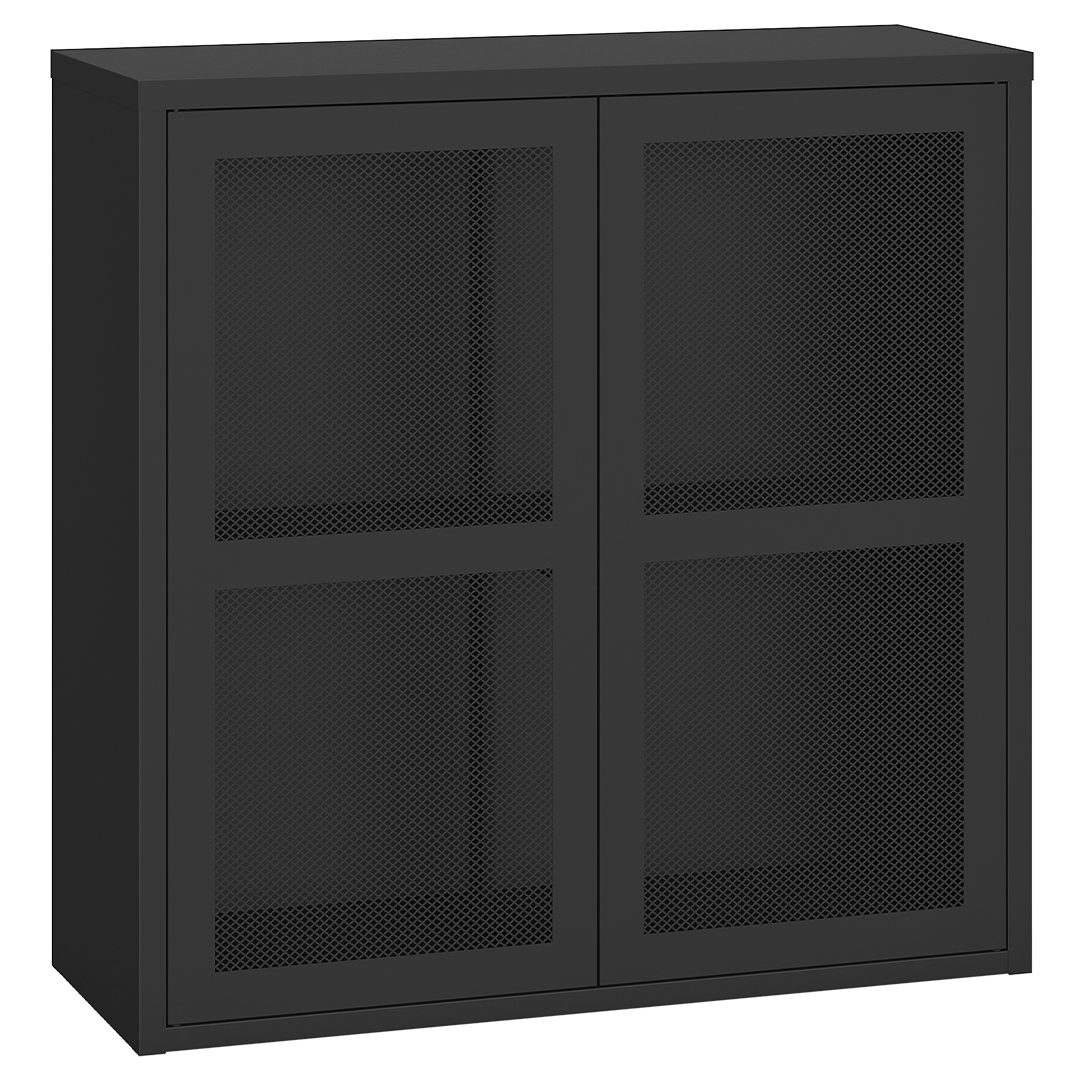 skølm Kommode Zephyr mit Push-to-open-Türen (Schwarz, ohne Füße), Metallschrank hängend oder stehend montierbar, Sideboard