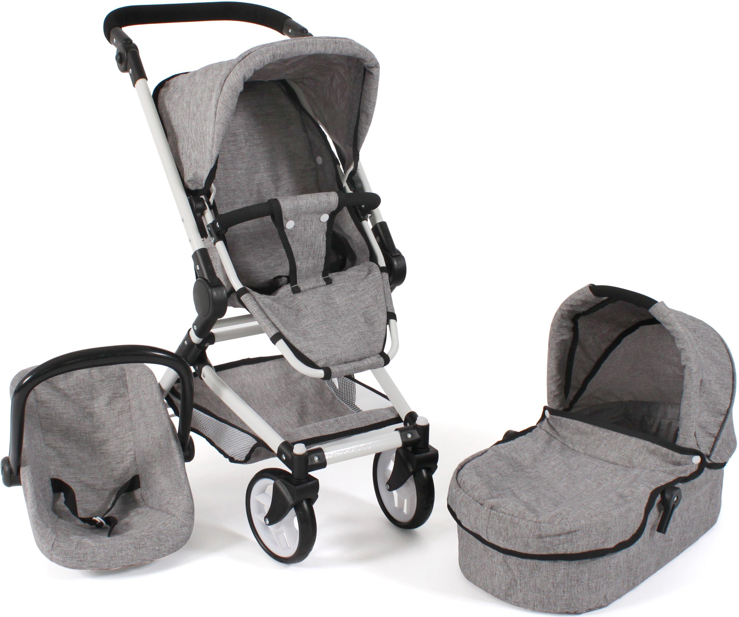 CHIC2000 Kombi-Puppenwagen Fides 3in1, Melange Grau, mit Babywanne, Sportsi günstig online kaufen
