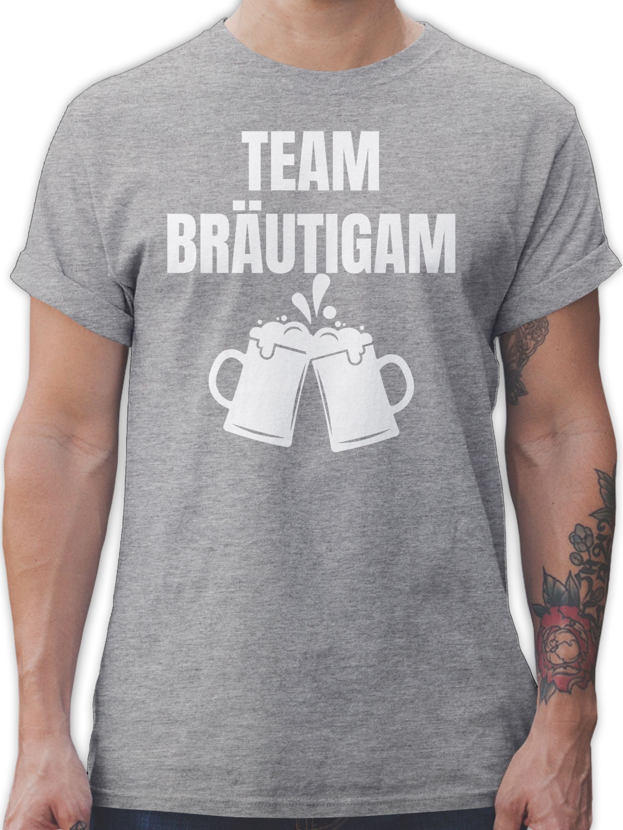 Shirtracer T-Shirt Team Bräutigam JGA Männer 02 Grau meliert