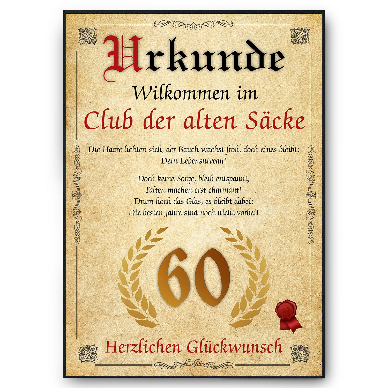 Tigerlino Poster Geburtstag Mann Geschenk Lustige Karte Deko Geburtstagsgeschenk Männer, Alter Sack