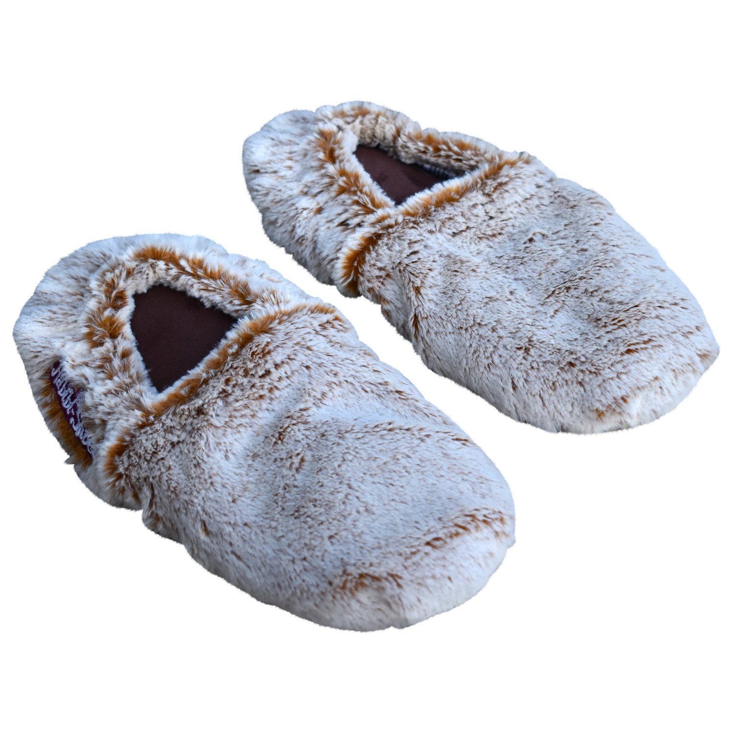 Habibi Plush Wärmekissen Wärmeschuhe, Slipper creme meliert Größe M für Mikrowelle/Ofen, (1 Paar Wärme-Hausschuhe)