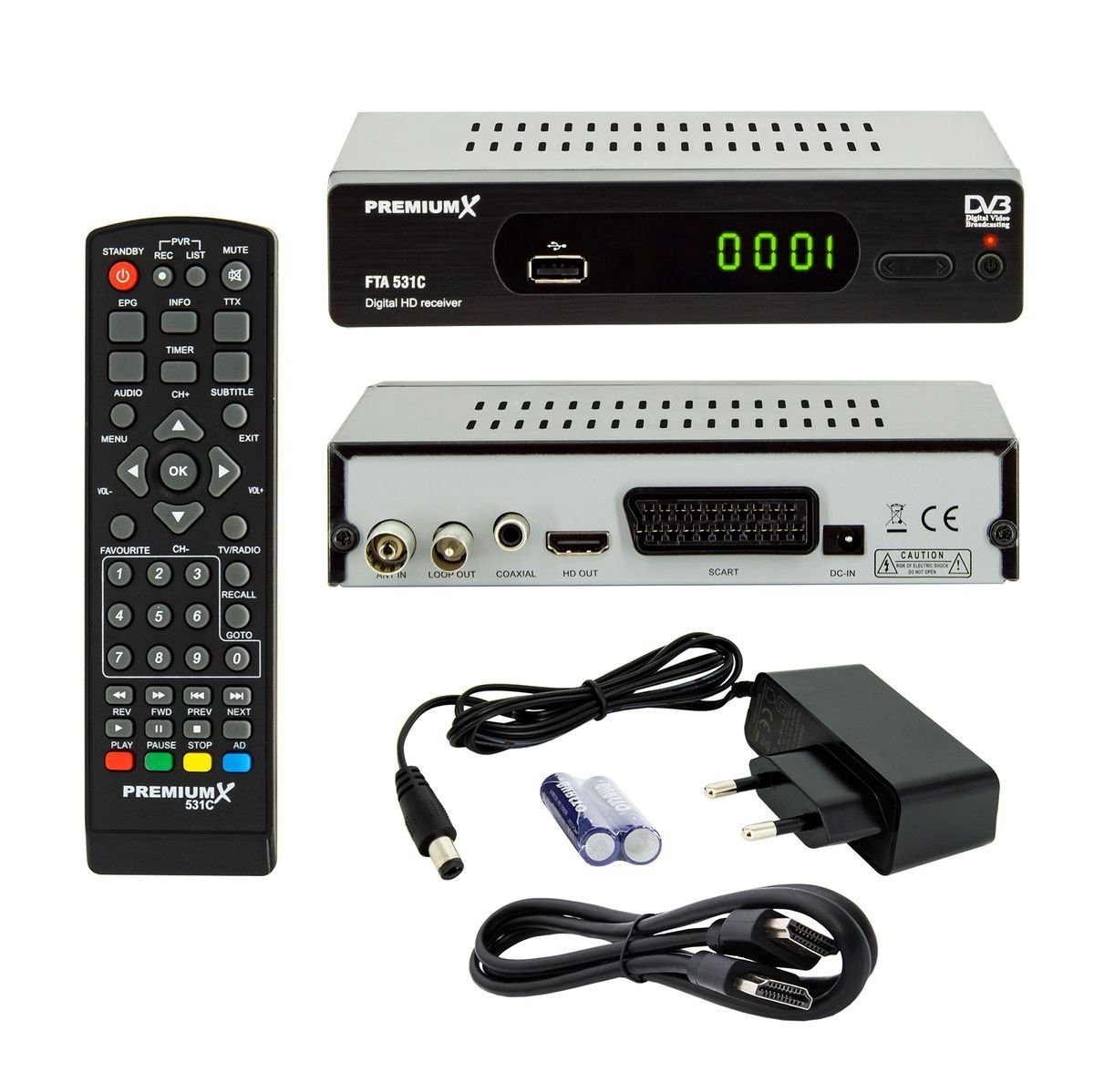 PremiumX FTA SCART Receiver HDMI FullHD TV Kabel USB Digital DVB-C 531C Kabel-Receiver