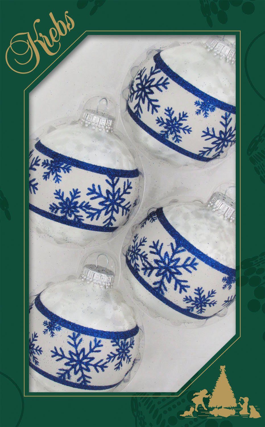 Christbaumkugeln Glas St), Weihnachtsdeko, Lauscha Glas (4 Krebs Schneeflockenband Weihnachtsbaumkugel Christbaumschmuck, aus
