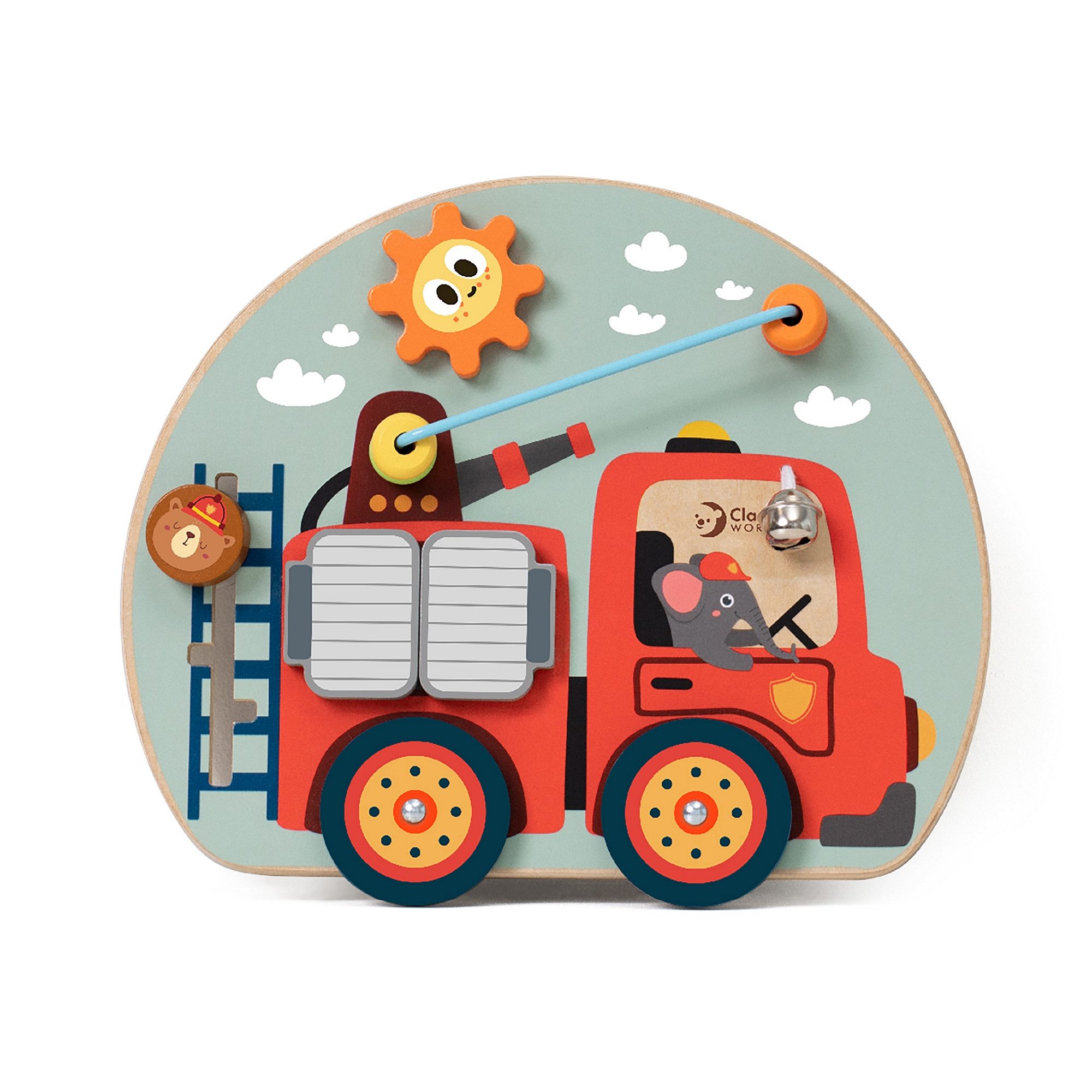 Classic World Motorikbrett Classic World - Aktivitätsbrett Feuerwehr - 29x24,5x6,6cm +12M, aus Holz
